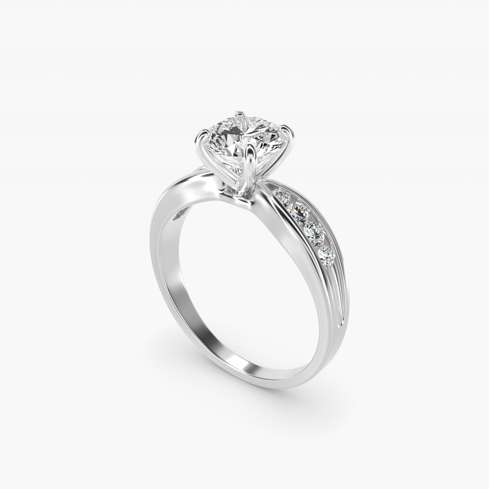 Bow-Tie Engagement Ring With Channel Set Round Diamonds In 14K White Gold By James Allen