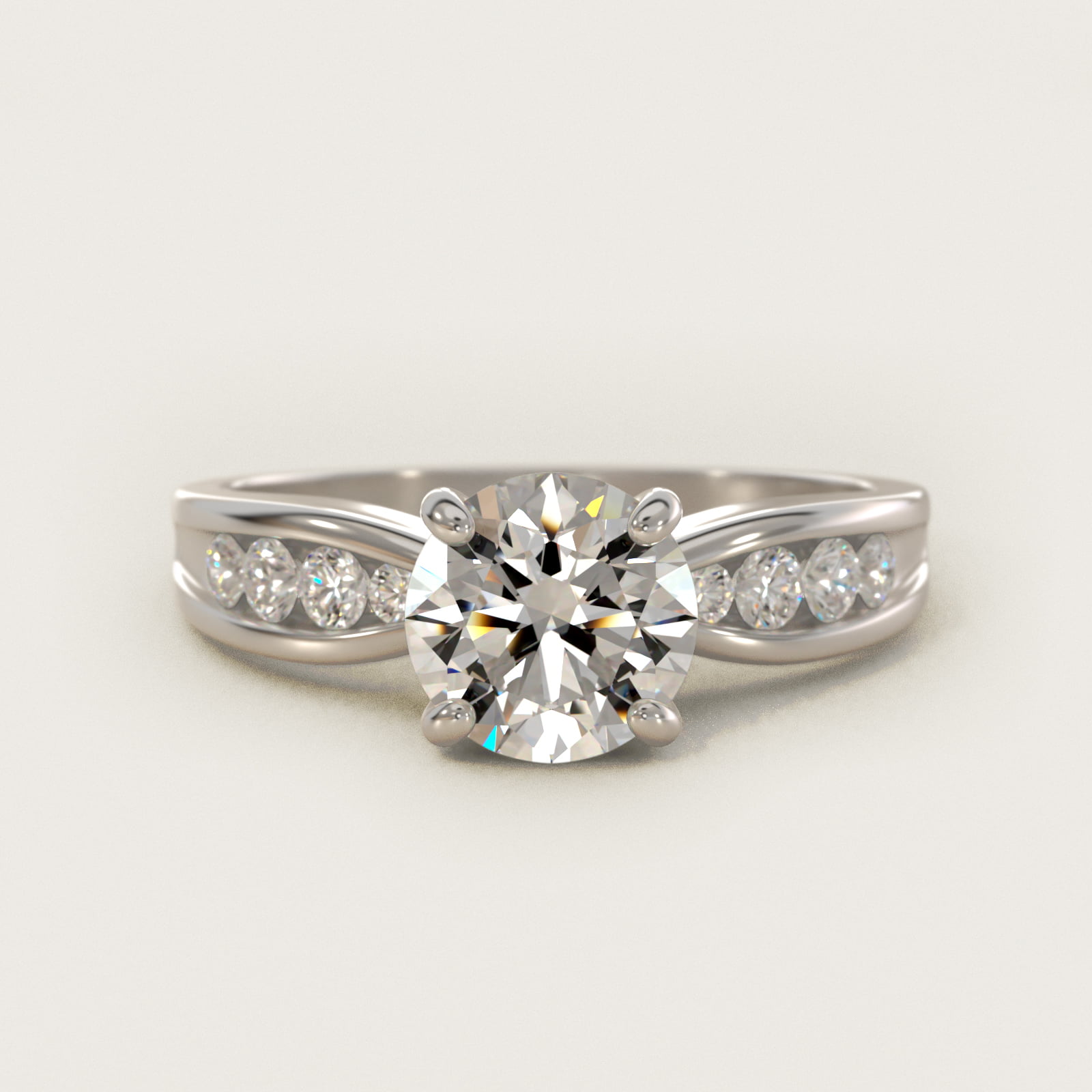 Bow-Tie Engagement Ring With Channel Set Round Diamonds In 14K White Gold By James Allen — Round center