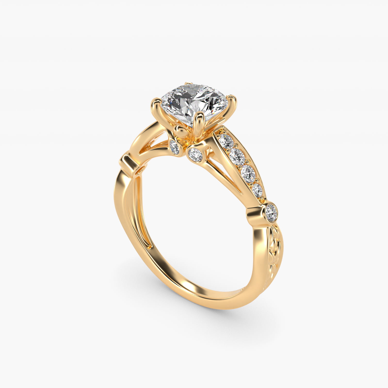 Embossed Vintage-Style Engagement Ring In 14K Yellow Gold By James Allen