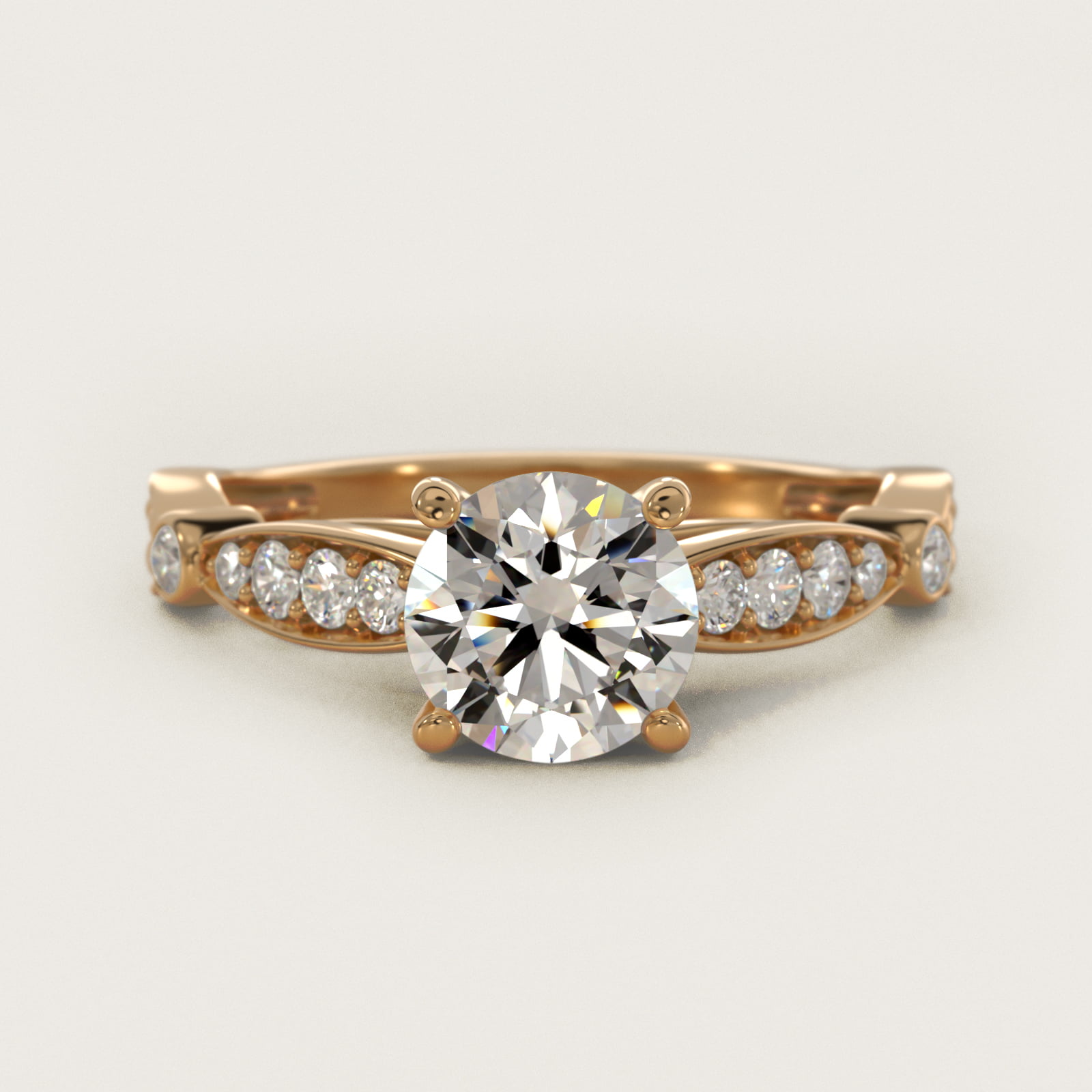 Embossed Vintage-Style Engagement Ring In 14K Yellow Gold By James Allen — Round center