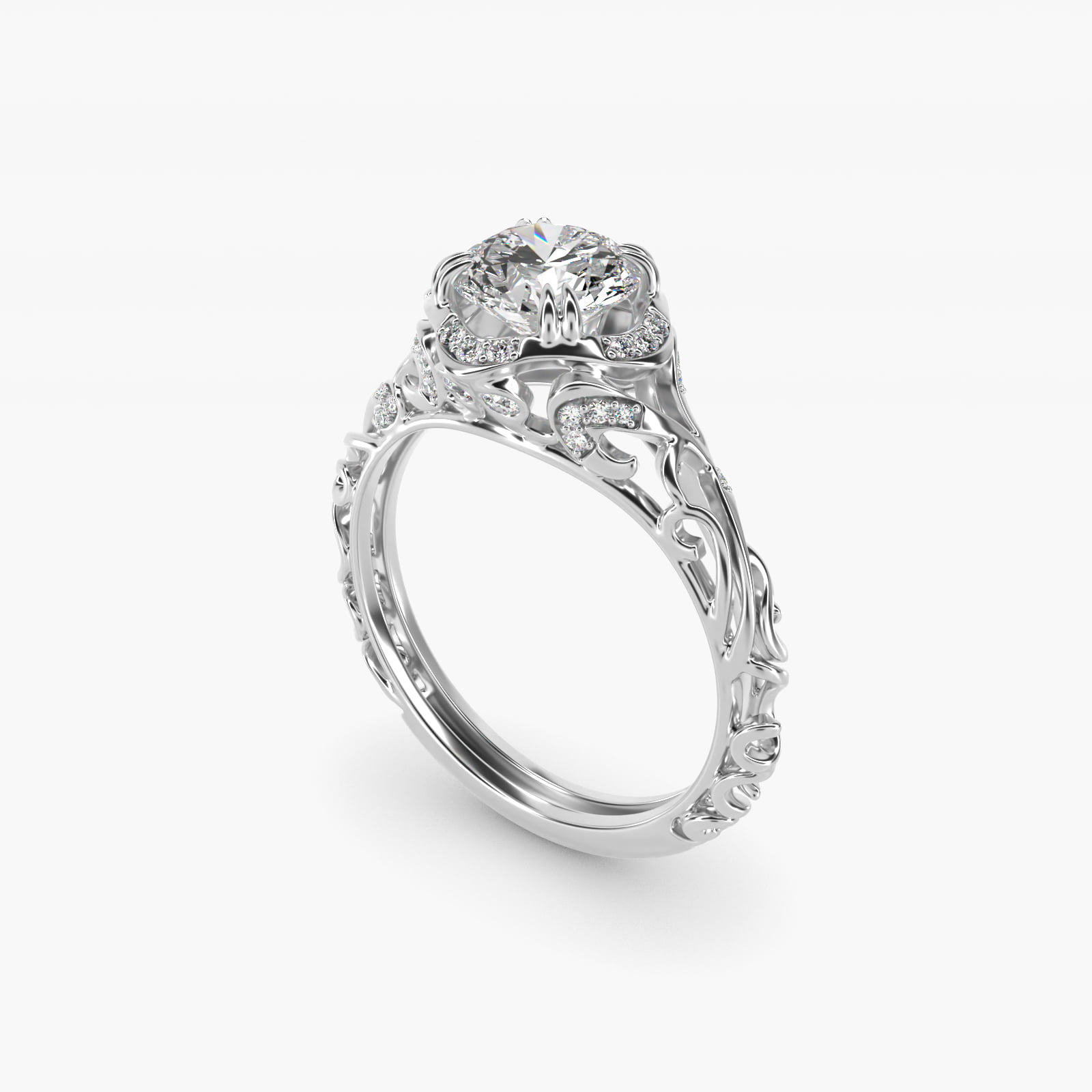 Diamond Filigree Vintage-Style Engagement Ring In Platinum By James Allen