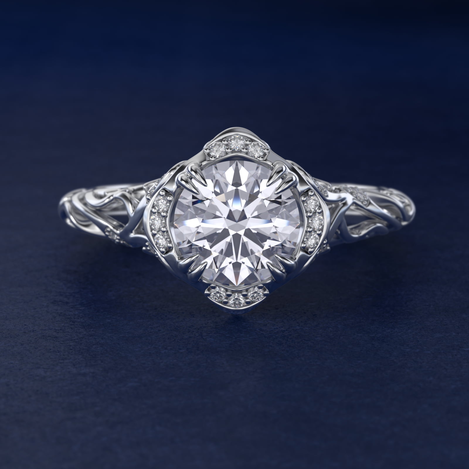 Diamond Filigree Vintage-Style Engagement Ring In Platinum By James Allen 3