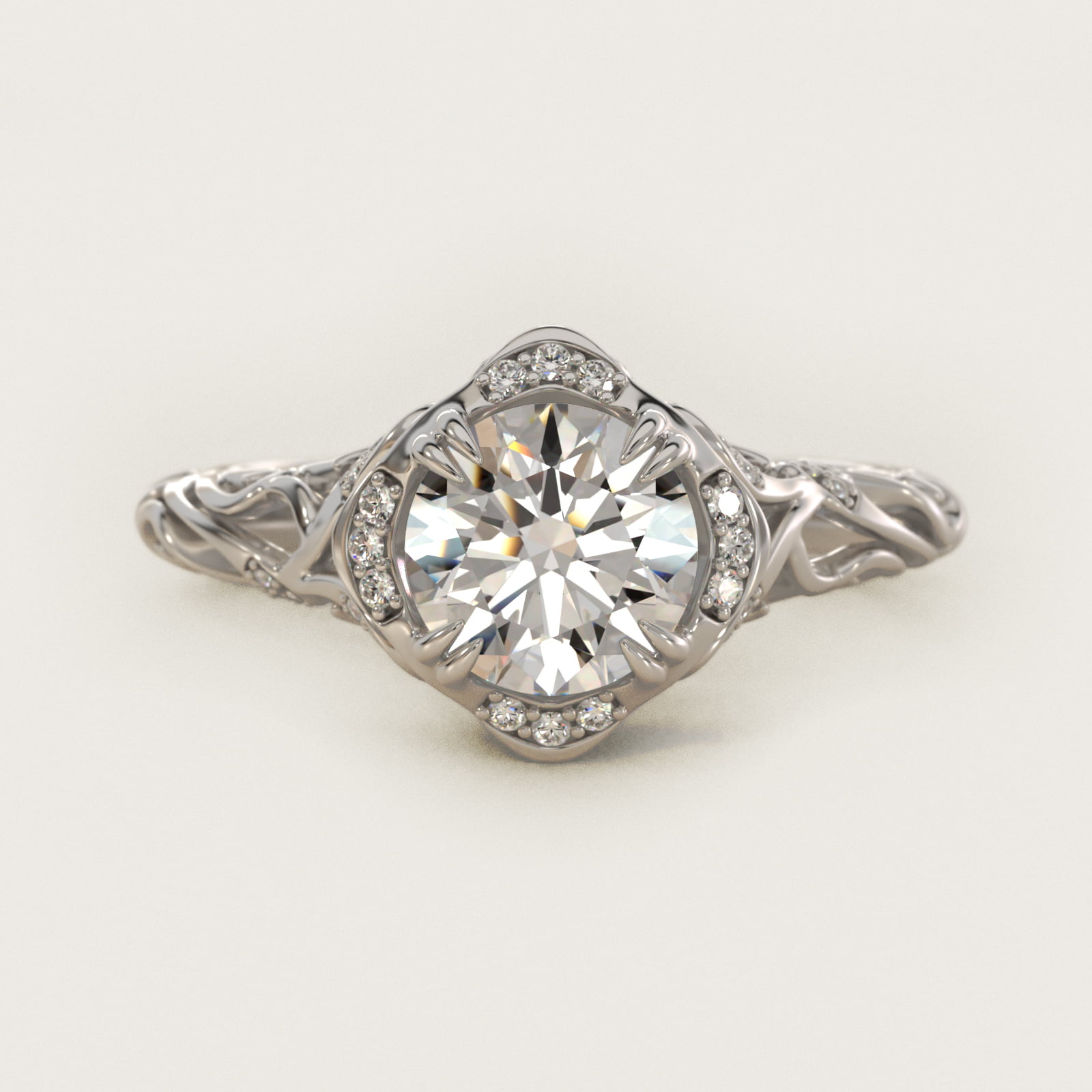 Diamond Filigree Vintage-Style Engagement Ring In Platinum By James Allen 2