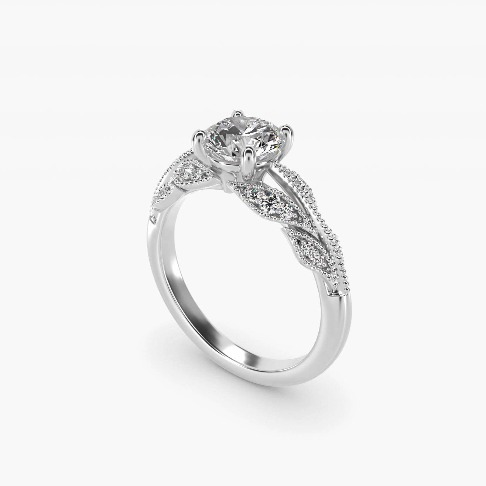 Floral Bouquet Vintage-Style Engagement Ring In 14K White Gold By James Allen