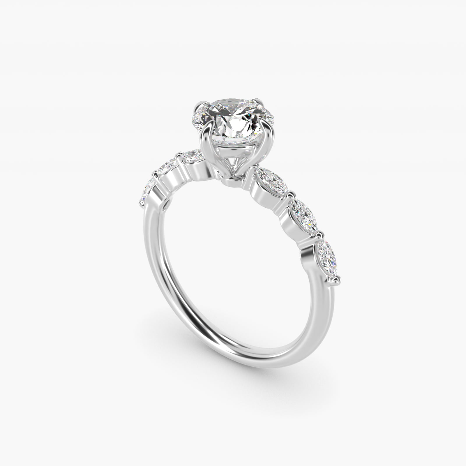 Marquise Cut Side Stone Diamond Shared Prong Engagement Ring In Platinum By James Allen