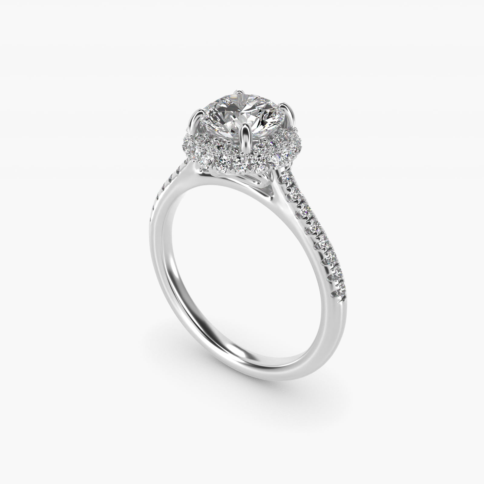 Falling Edge Pavé Diamond Halo Engagement Ring In Platinum By James Allen