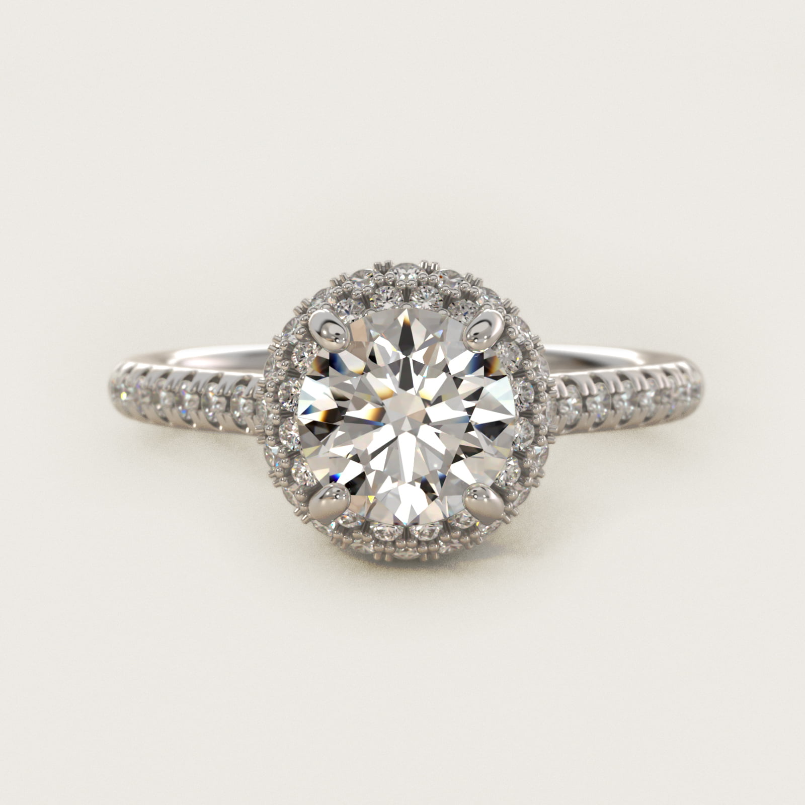 Falling Edge Pavé Diamond Halo Engagement Ring In Platinum By James Allen — Round center
