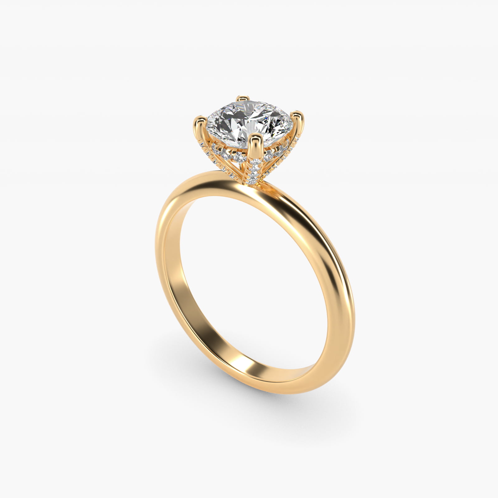 Solitaire Engagement Ring With Pavé Basket In 14K Yellow Gold By James Allen