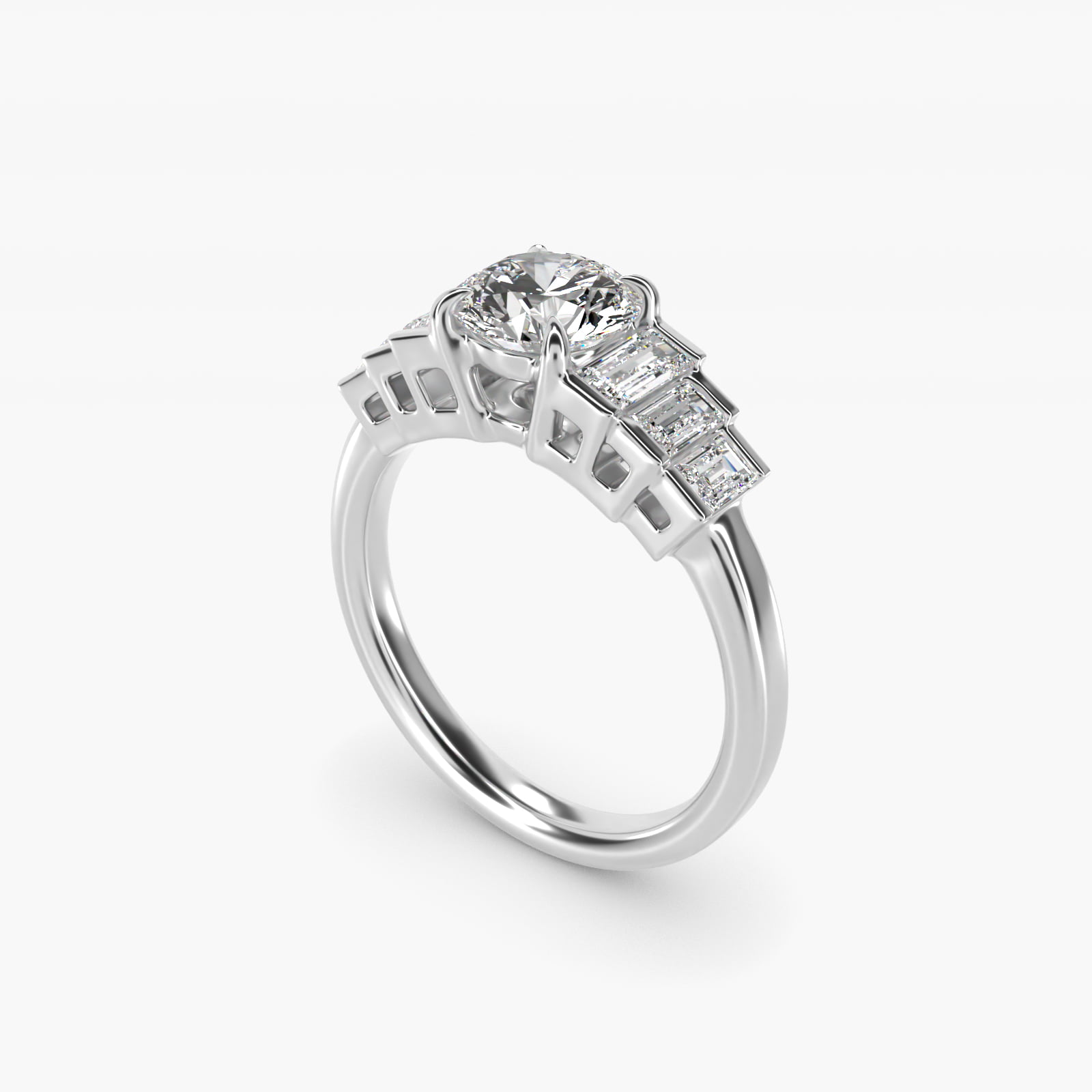 Escalating Baguette Side Stone Diamond Engagement Ring In Platinum By James Allen