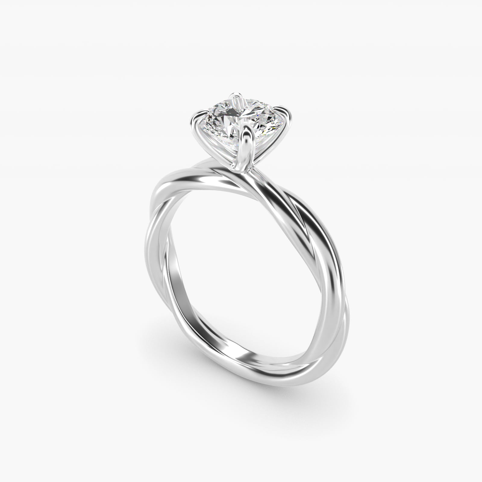 Rope Solitaire Engagement Ring In 18K White Gold By James Allen