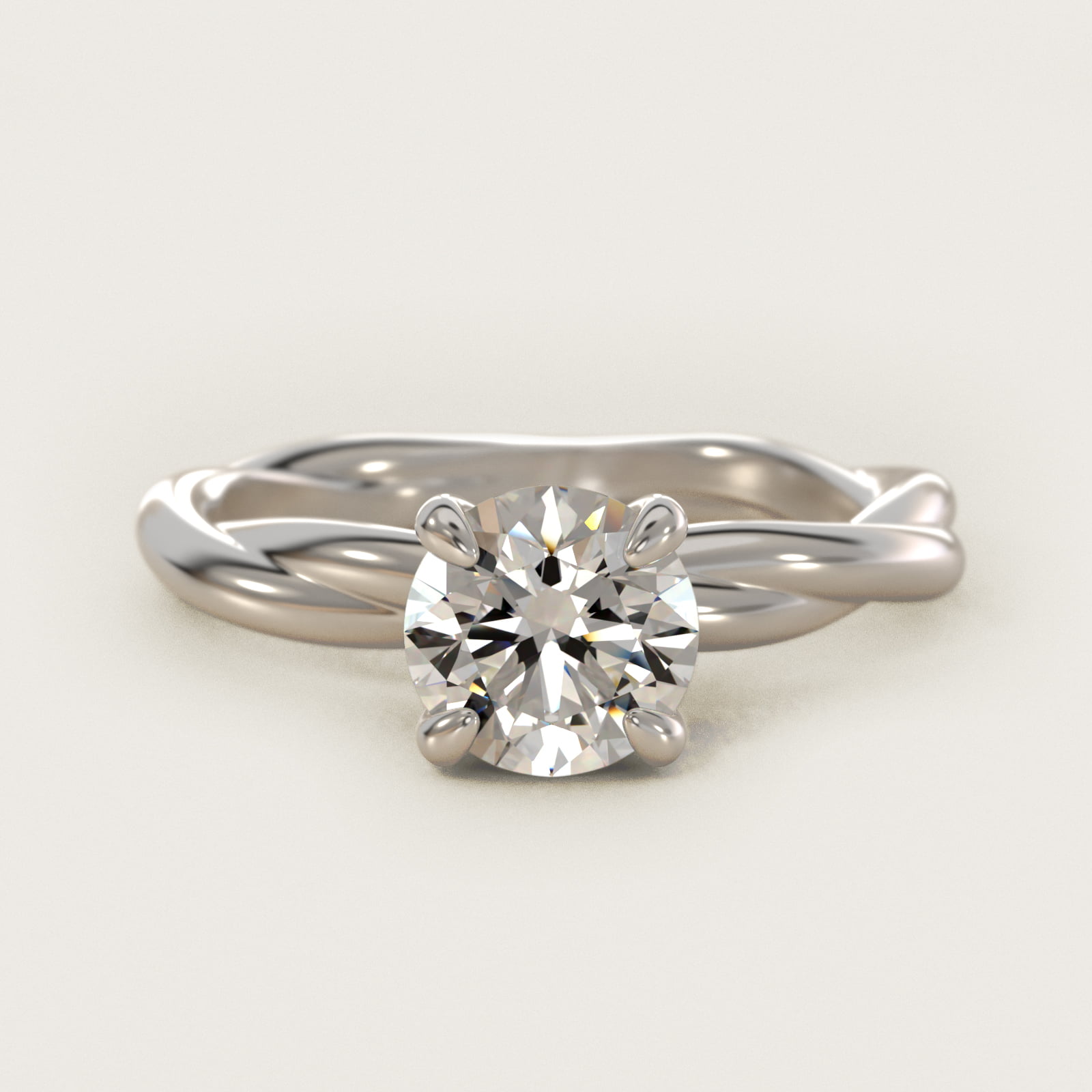 Rope Solitaire Engagement Ring In 18K White Gold By James Allen — Round center