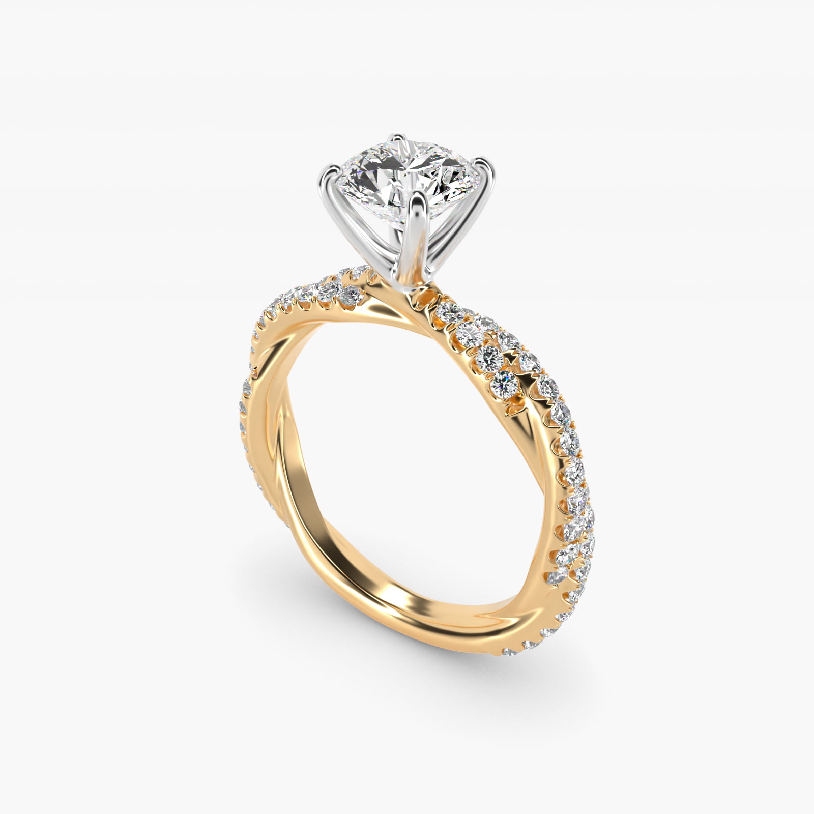 Pavé Twist Diamond Engagement Ring In 18K Yellow Gold By James Allen