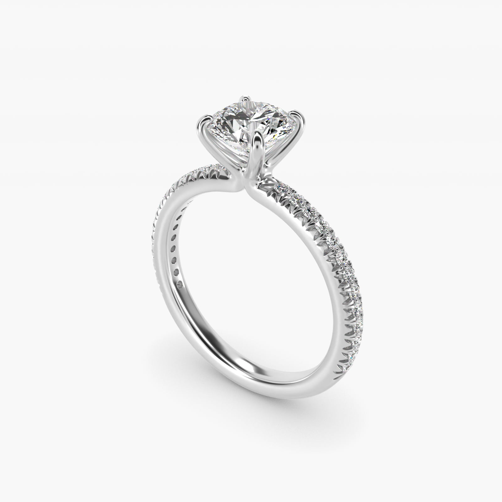 Pavé Contour Diamond Engagement Ring In 18K White Gold By James Allen