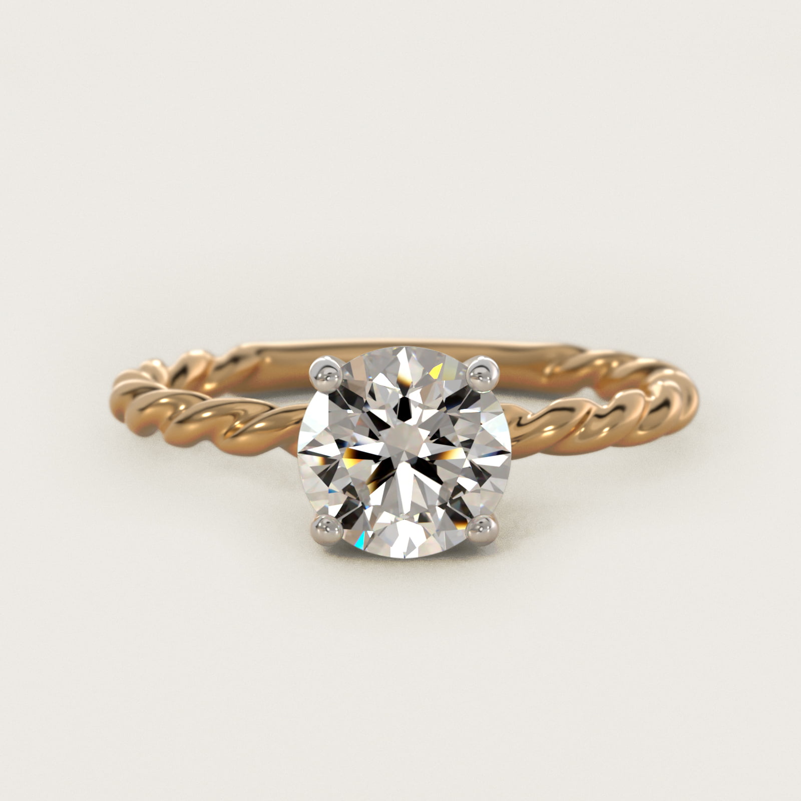 Cable Solitaire Engagement Ring In 14K Yellow Gold By James Allen — Round center