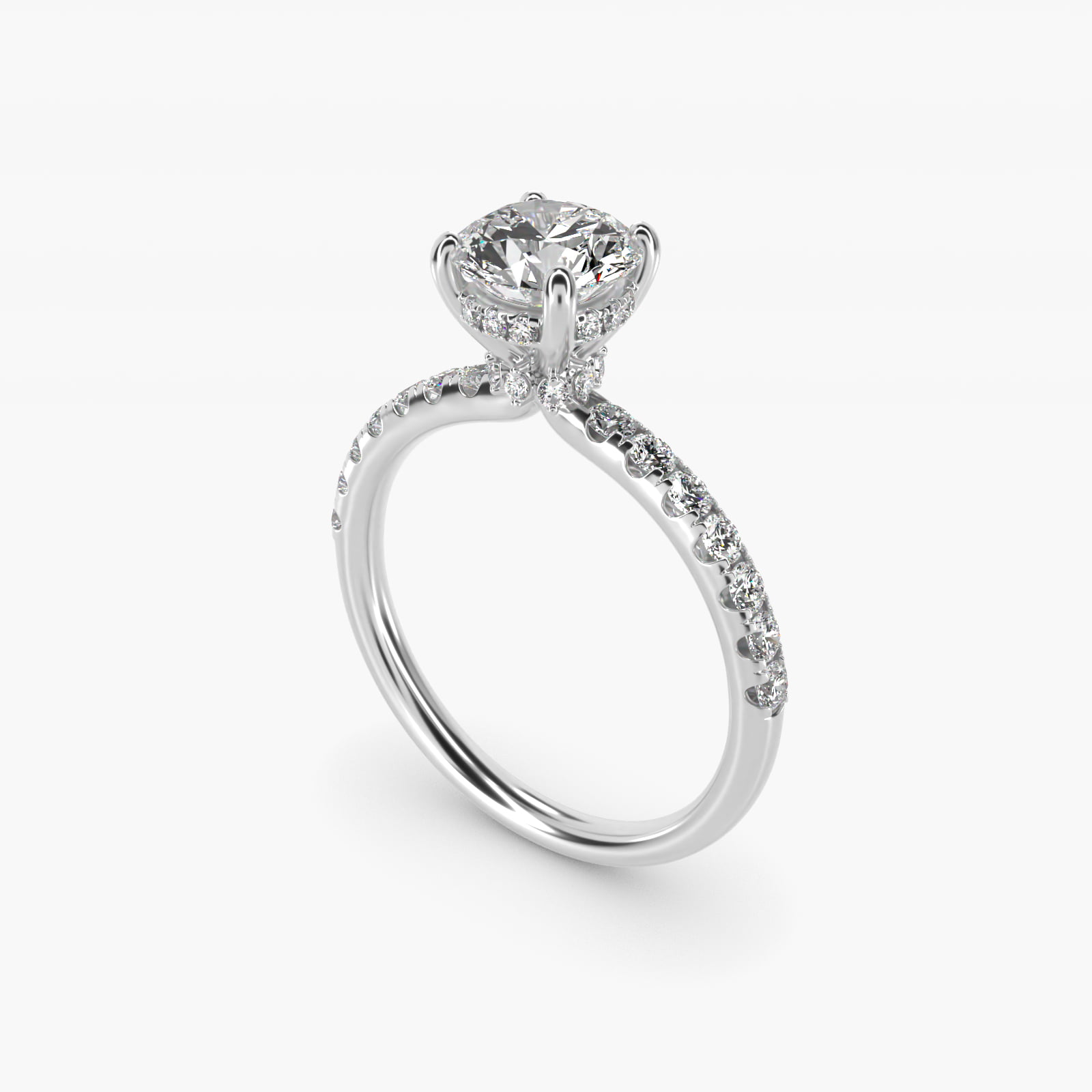 Crown Pavé Hidden Halo Diamond Engagement Ring In 18K White Gold By James Allen