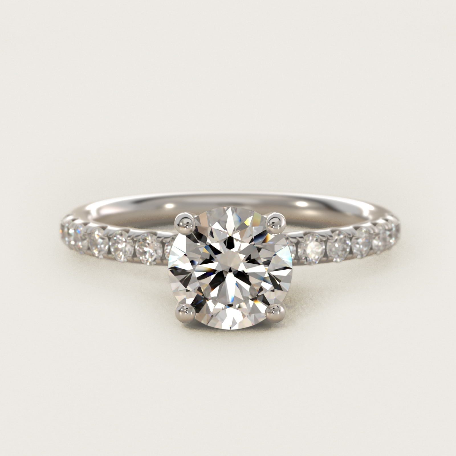 Crown Pavé Hidden Halo Diamond Engagement Ring In 18K White Gold By James Allen — Round center