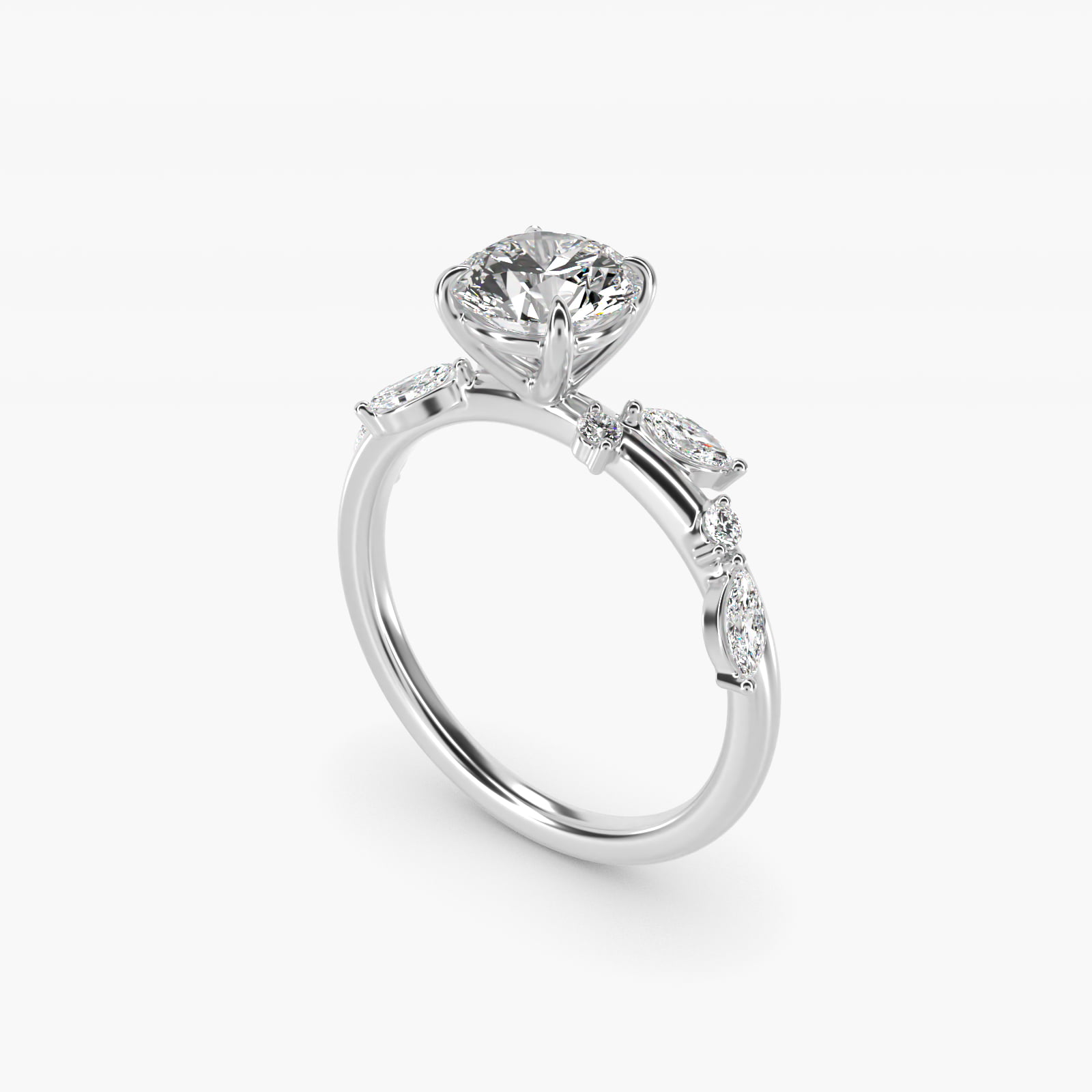 Diamond Whisper Side Stone Engagement Ring In 14K White Gold By James Allen