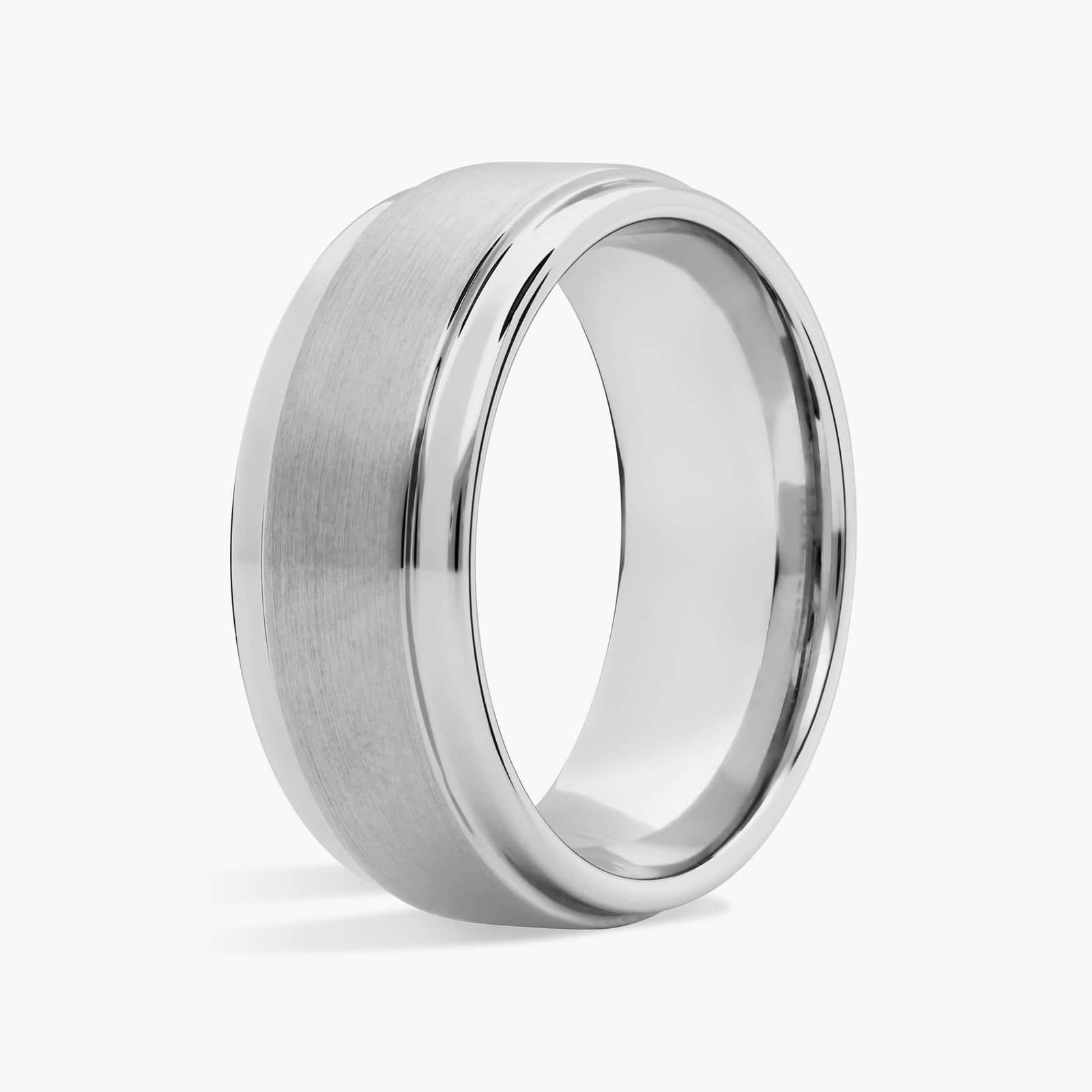 Brushed and Polished Comfort Fit Wedding Ring in White Tungsten Carbide (9mm) 2