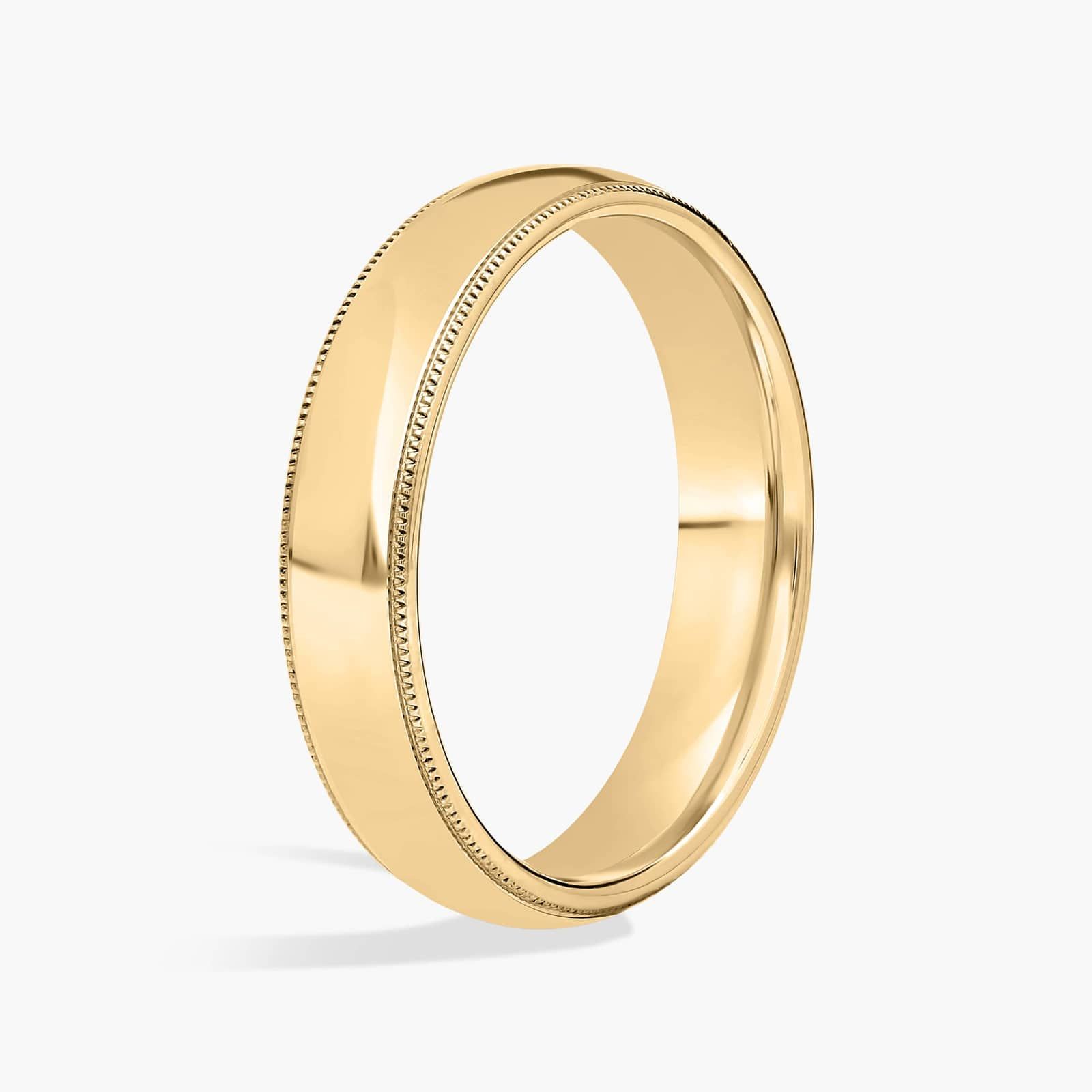 Milgrain Comfort Fit Wedding Ring in 14k Yellow Gold (5mm) 2