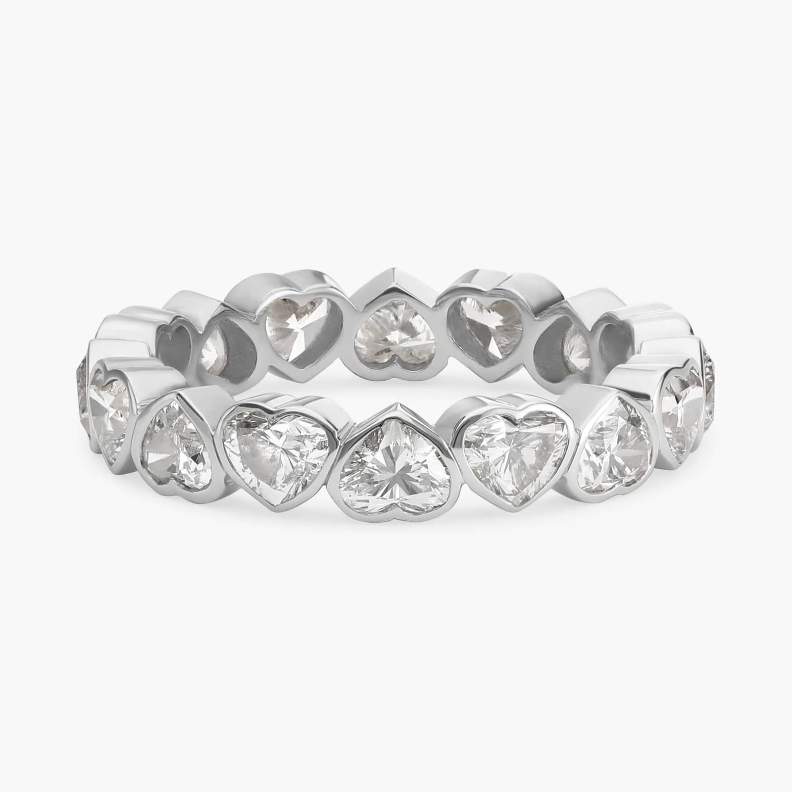 Heart Lab-Grown Diamond Bezel Eternity Ring in 14K White Gold