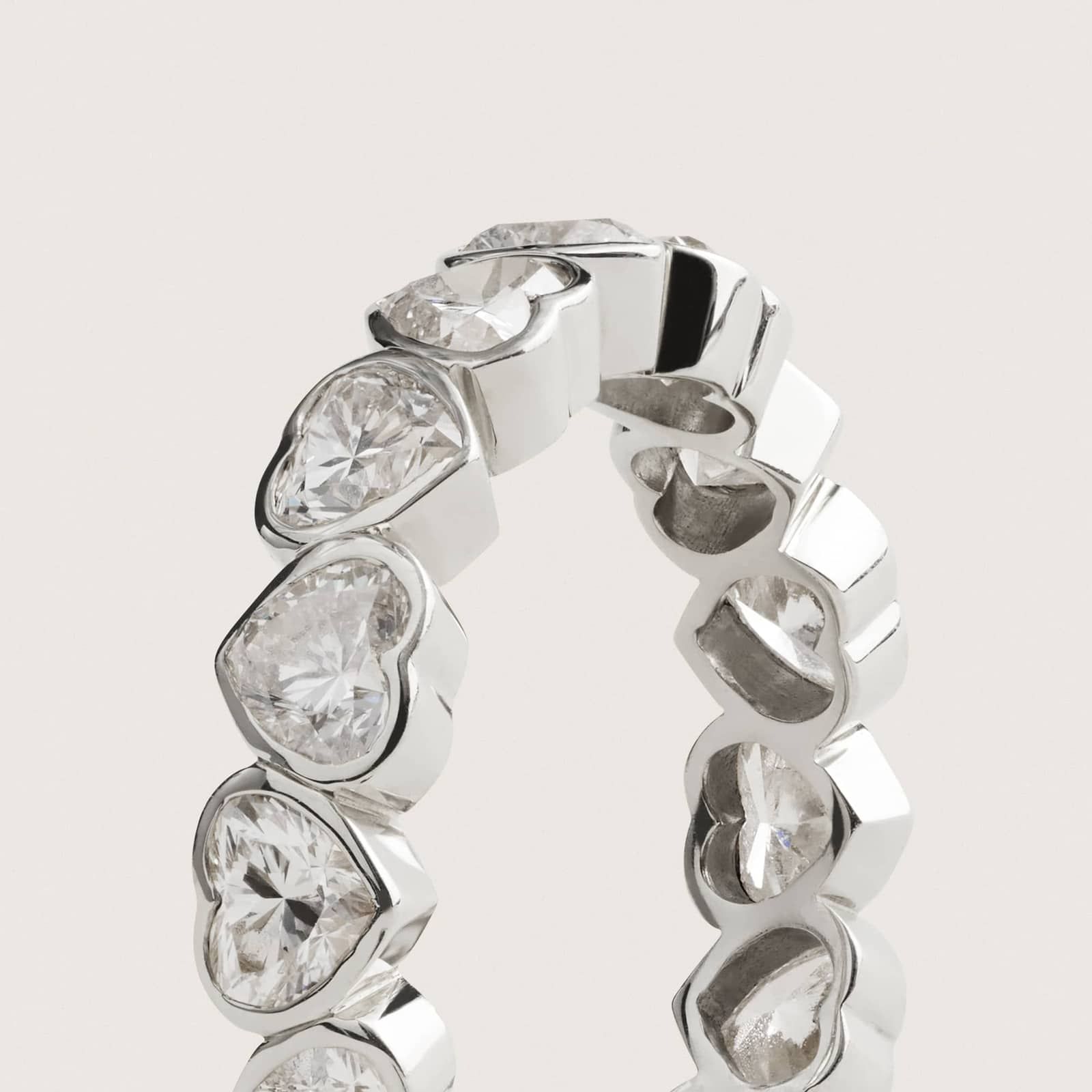Heart Lab-Grown Diamond Bezel Eternity Ring in 14K White Gold 2