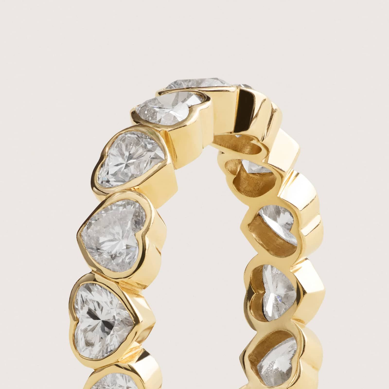 Heart Lab-Grown Diamond Bezel Eternity Ring in 14K Yellow Gold 2