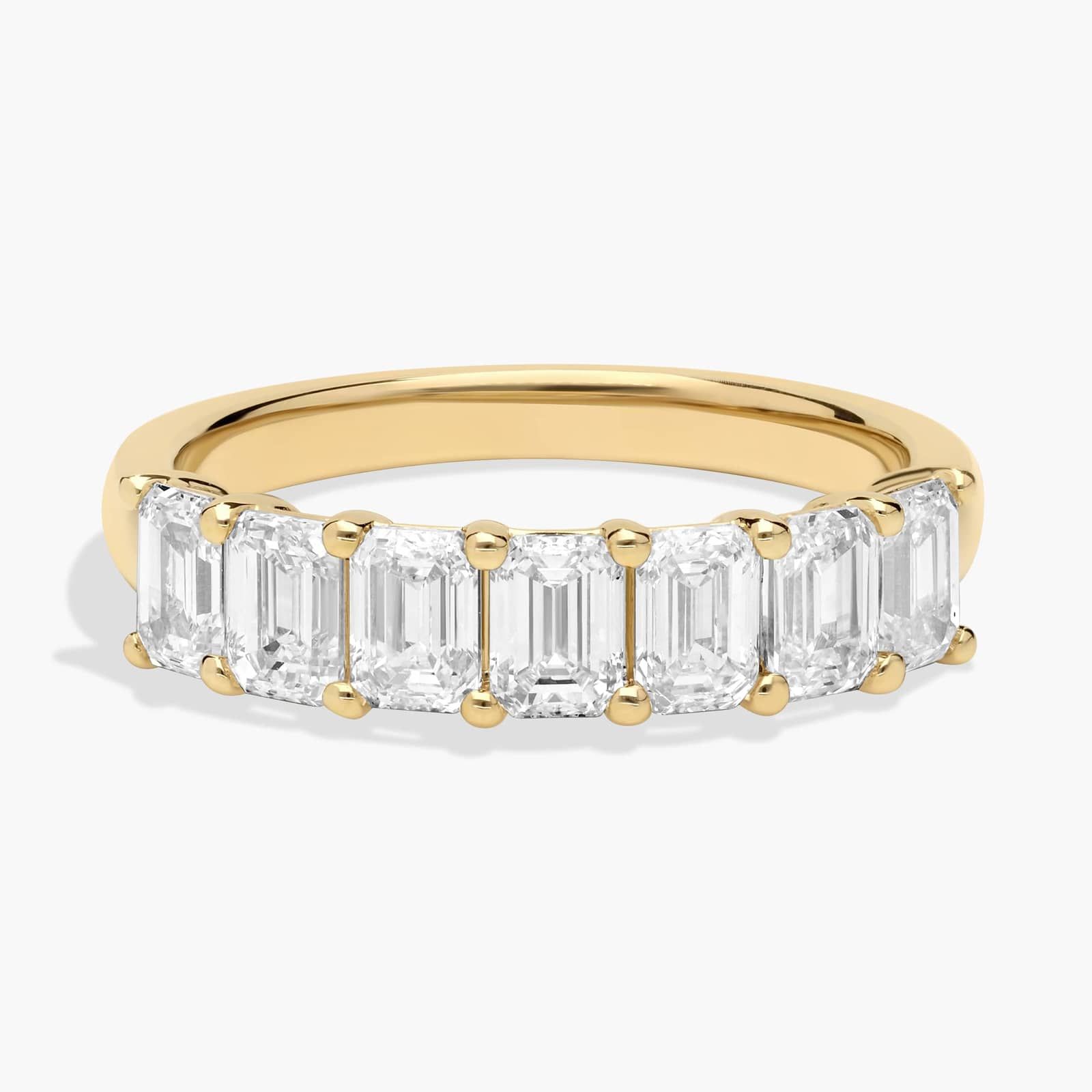 Seven Stone Emerald Diamond Ring In 14K Yellow Gold (1 1/2 Ct. tw. - H-I / SI1-SI2)