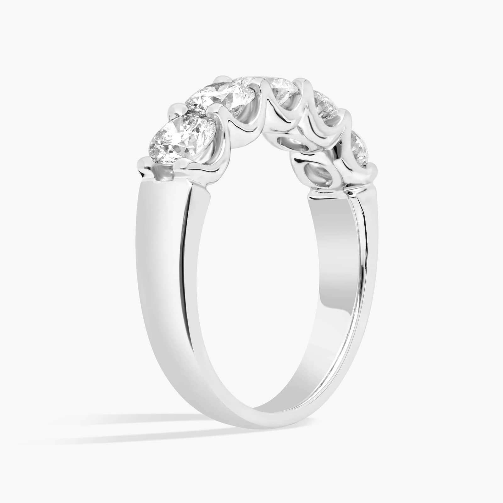Five Stone Shared Prong Contour Diamond Ring In 14K White Gold (1 1/2 Ct. tw. - H-I / SI1-SI2) 2