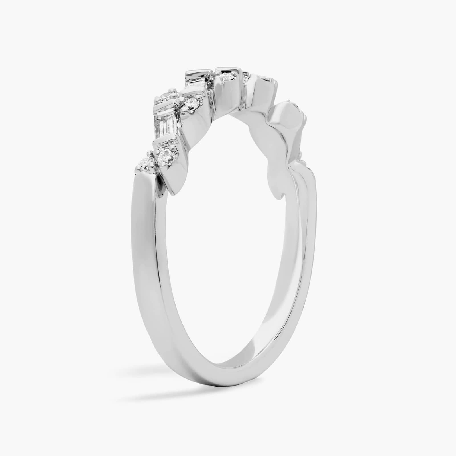 Round and Baguette Diamond Fashion Ring in Platinum (1/3 Ct. Tw.) 2