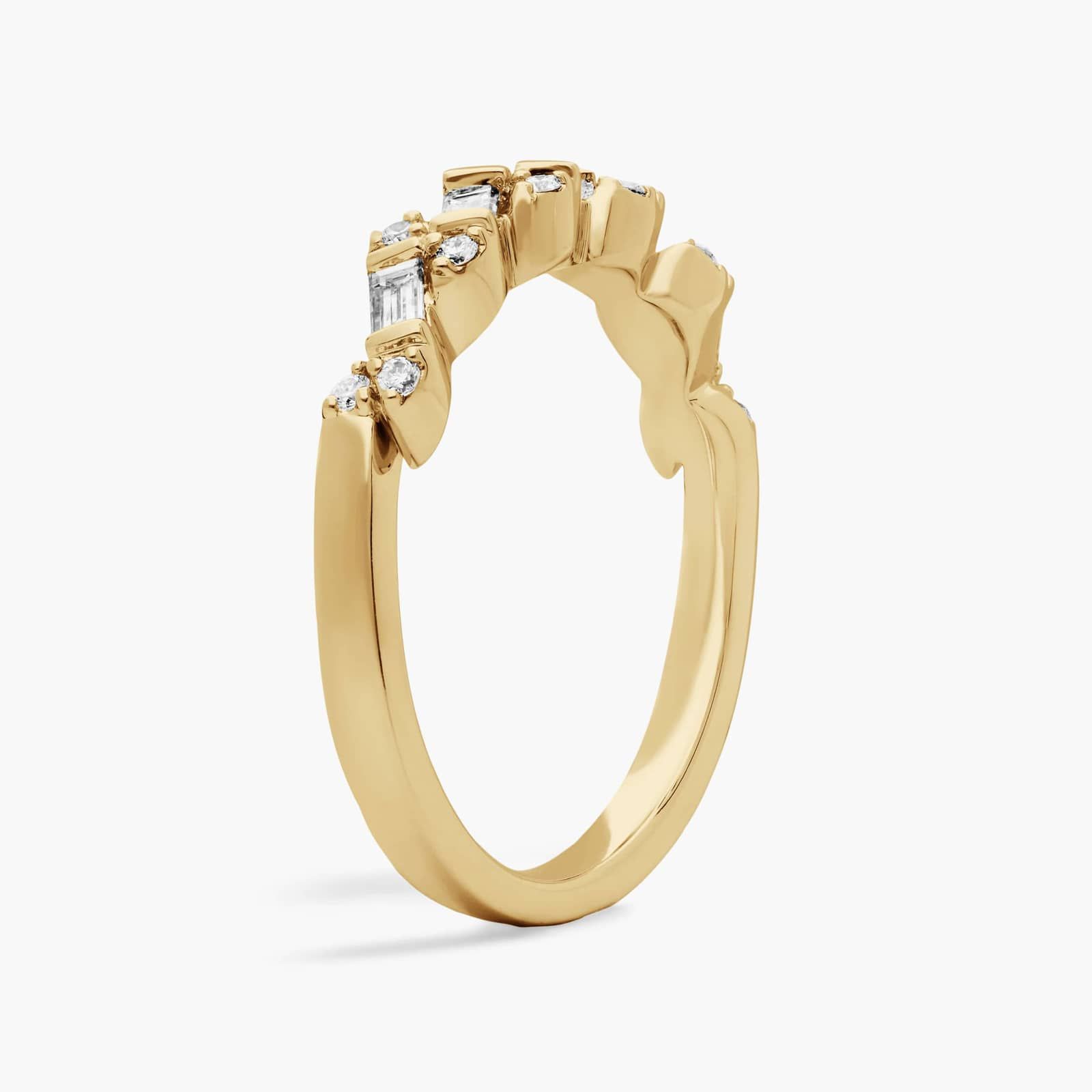 Round and Baguette Diamond Fashion Ring in 14K Yellow Gold (1/3 Ct. Tw.) 2
