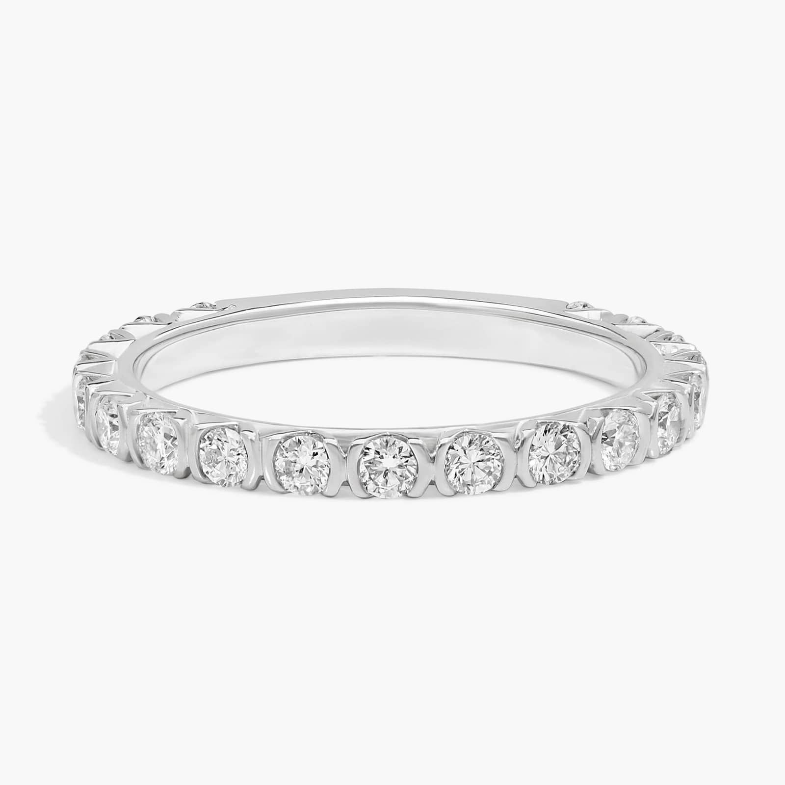 Bezel Wedding Ring with 0.5 CTW Round Cut Lab-Grown Diamonds in 14K White Gold