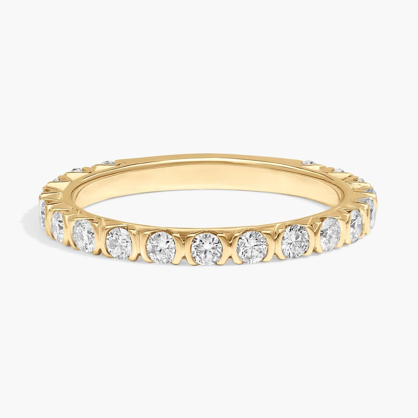 Bezel Wedding Ring with 0.5 CTW Round Cut Diamonds in 14K Yellow Gold