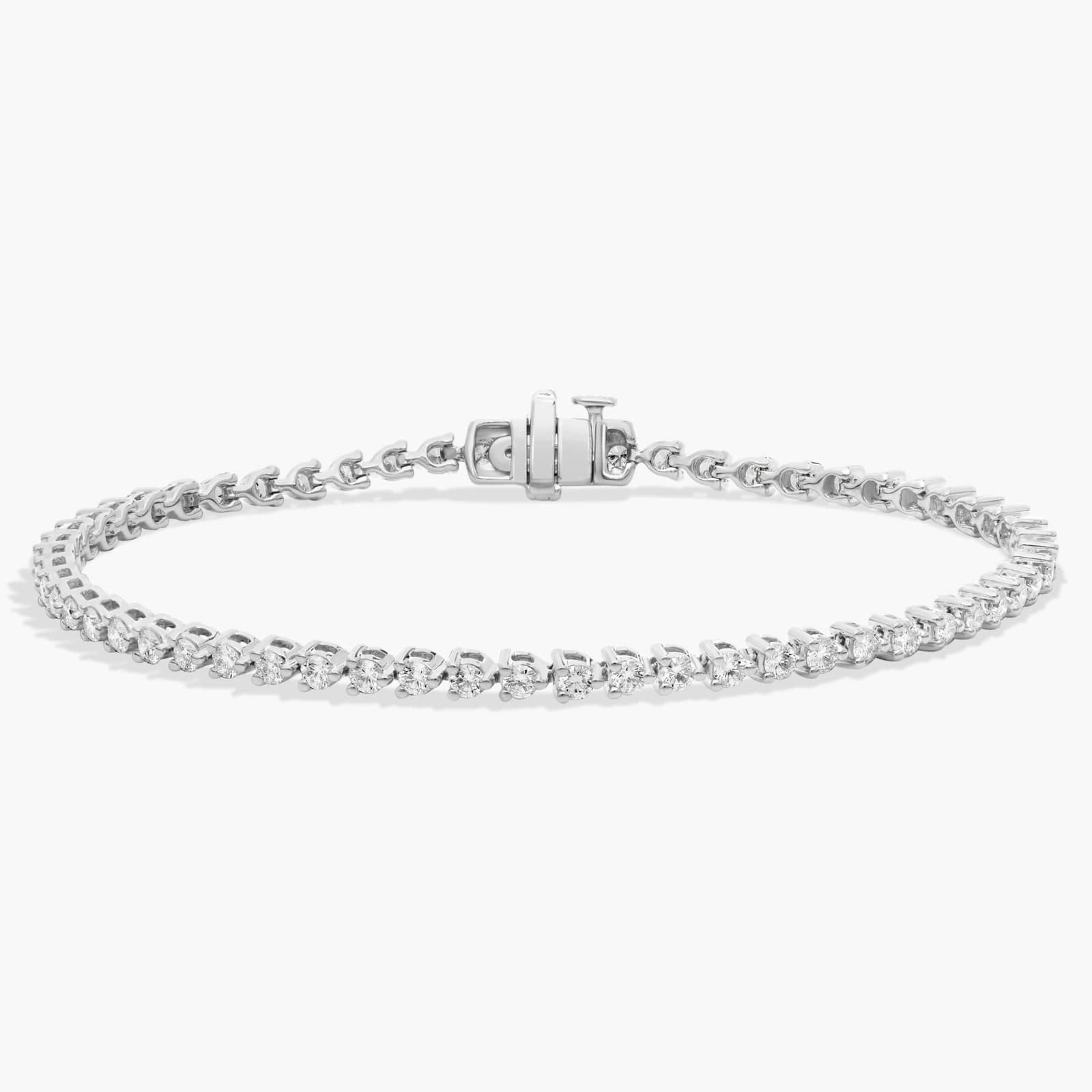 7 " Three Prong Diamond Tennis Bracelet In 14K White Gold (2 Ct. tw. - H-I / SI1-SI2)