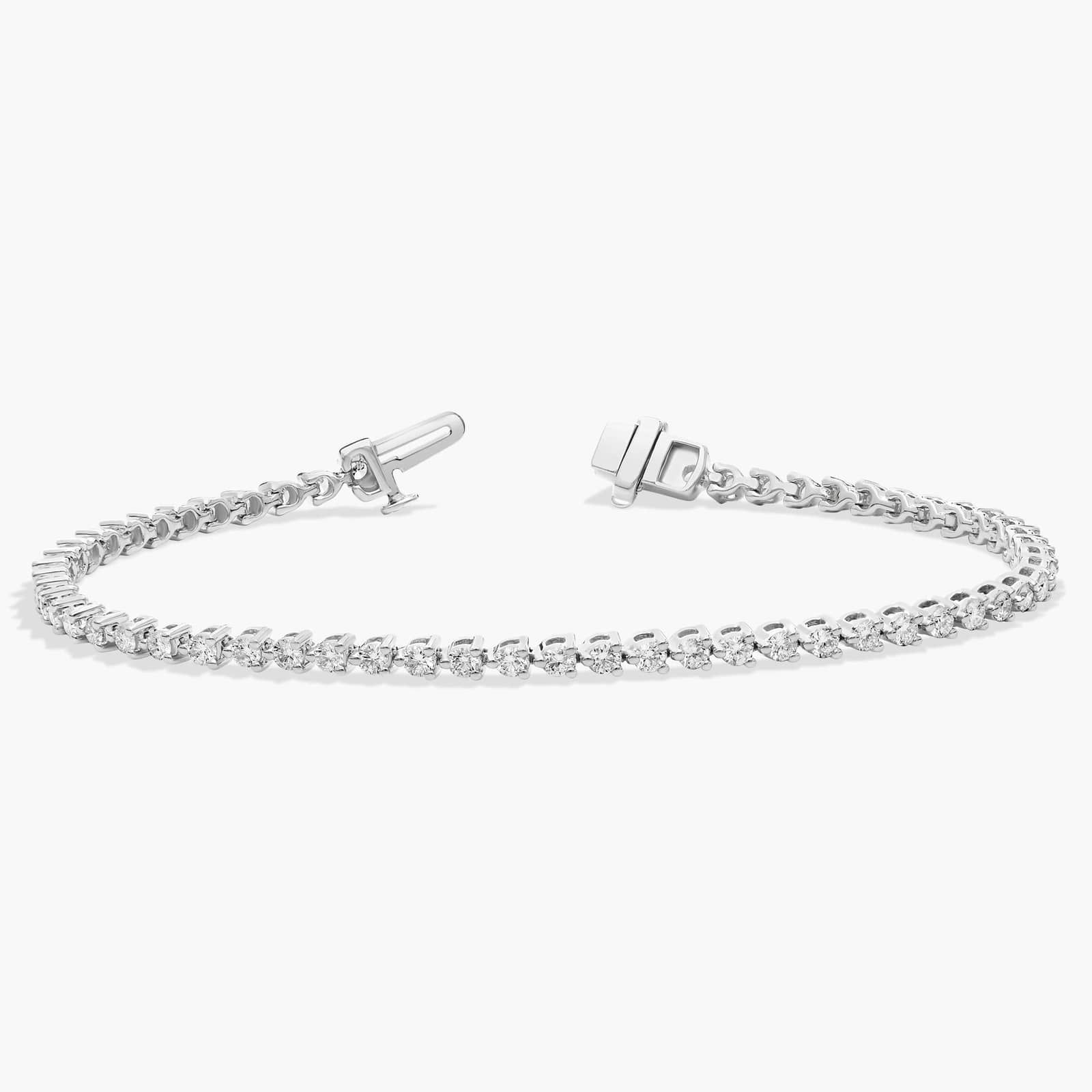 7 " Three Prong Diamond Tennis Bracelet In 14K White Gold (2 Ct. tw. - H-I / SI1-SI2) 2