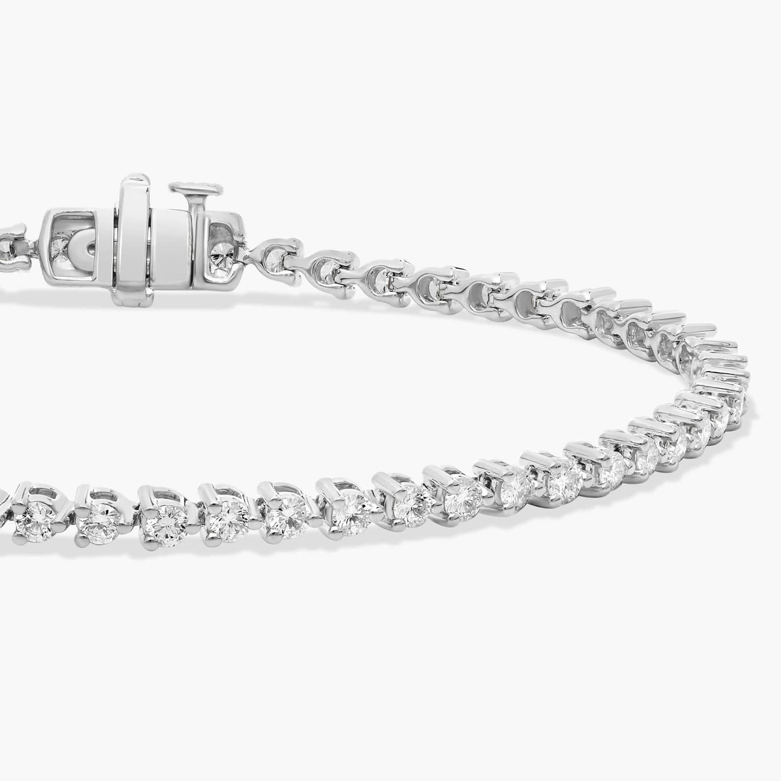 7 " Three Prong Diamond Tennis Bracelet In 14K White Gold (2 Ct. tw. - H-I / SI1-SI2) 3