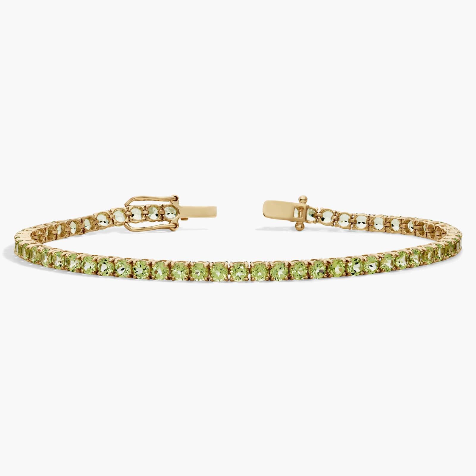 Peridot Birthstone Tennis Bracelet in 14K Yellow Gold 2