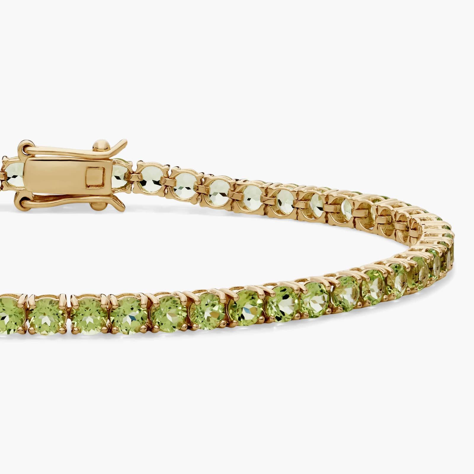 Peridot Birthstone Tennis Bracelet in 14K Yellow Gold 3