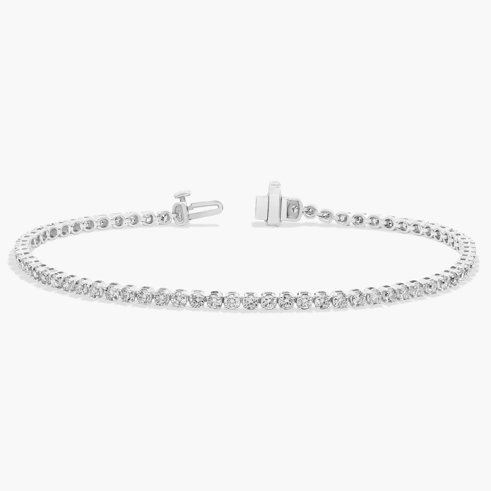 8 " Four Prong Lab-Grown Diamond Tennis Bracelet In 14K White Gold (3 Ct. - F-G / VS2-SI1) 2
