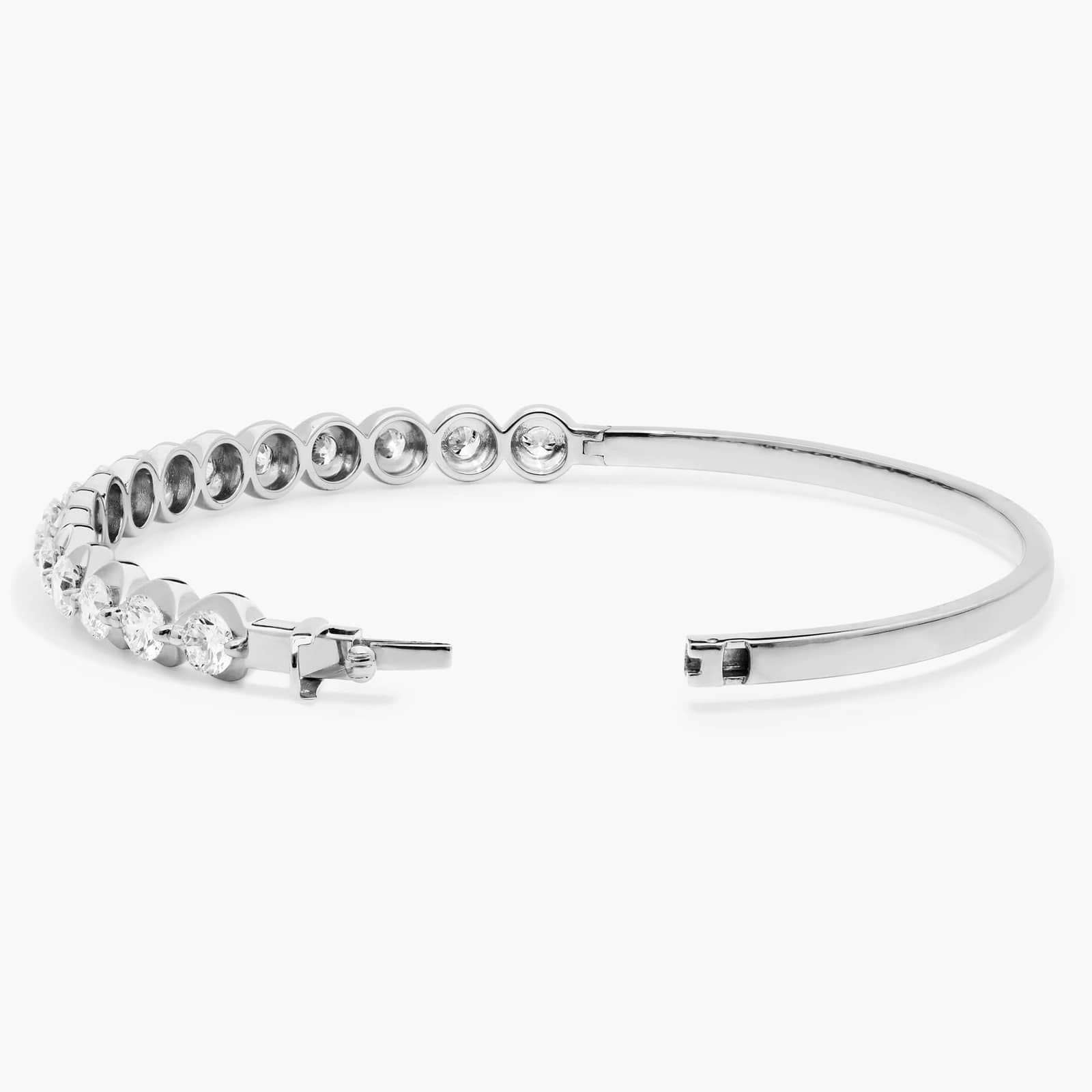Illusion Bangle Bracelet With Lab-Grown Diamonds In 14K White Gold (7") 2