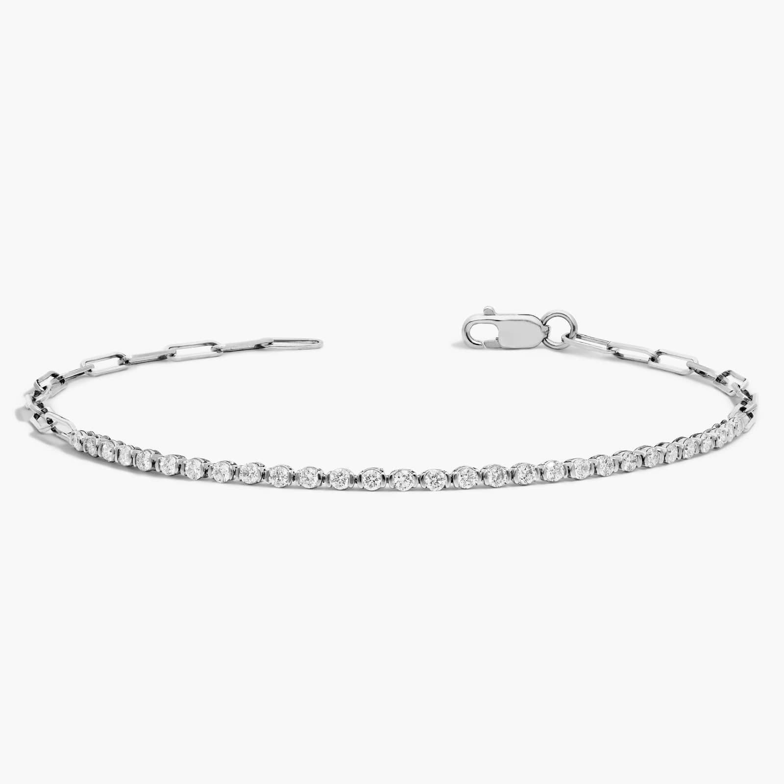 Mini Half Tennis Bracelet With 0.50 CTW Round Partial Bezel Diamonds In 14K White Gold 2