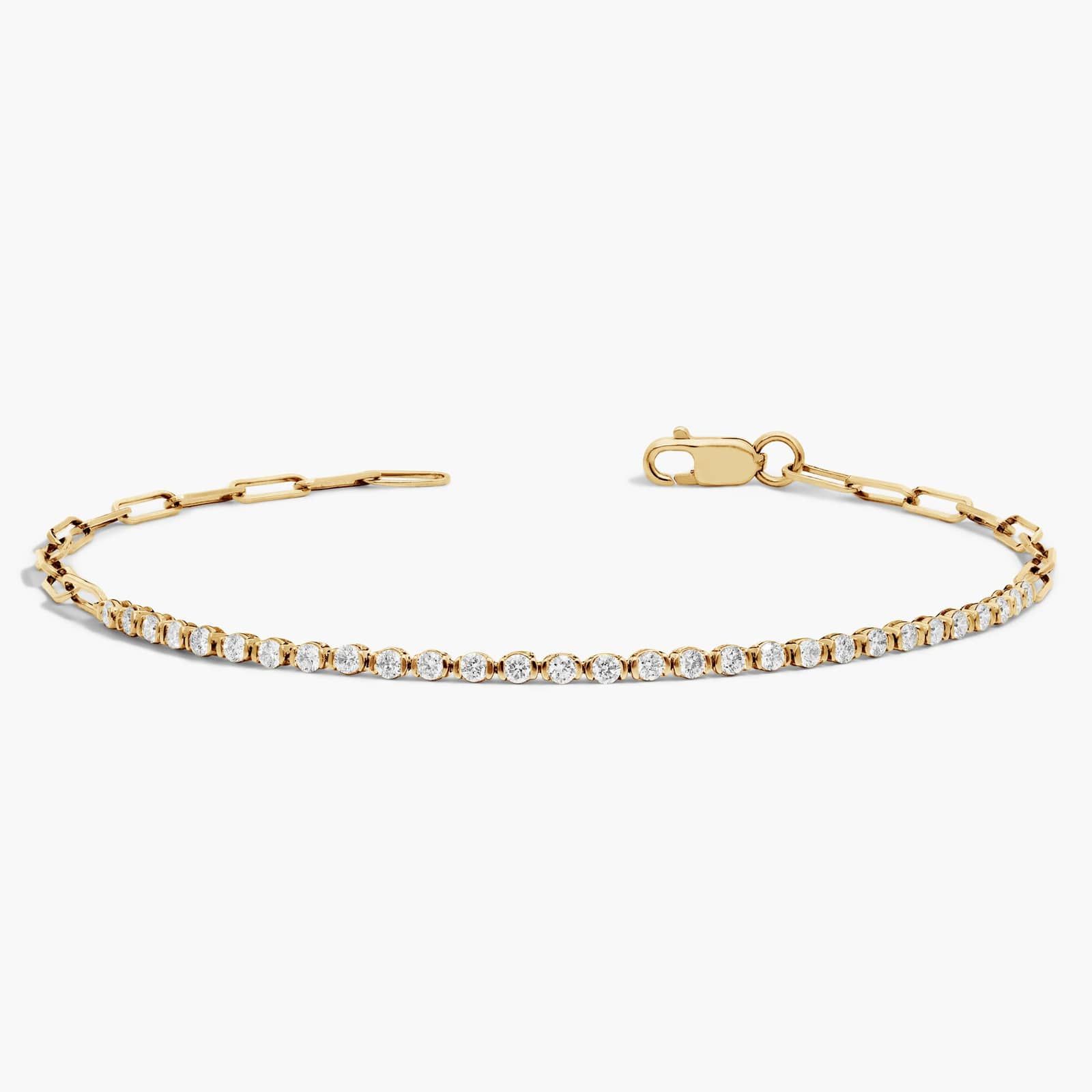 Mini Half Tennis Bracelet With 0.50 CTW Partial Bezel Round Lab-Grown Diamonds In 14K Yellow Gold 2