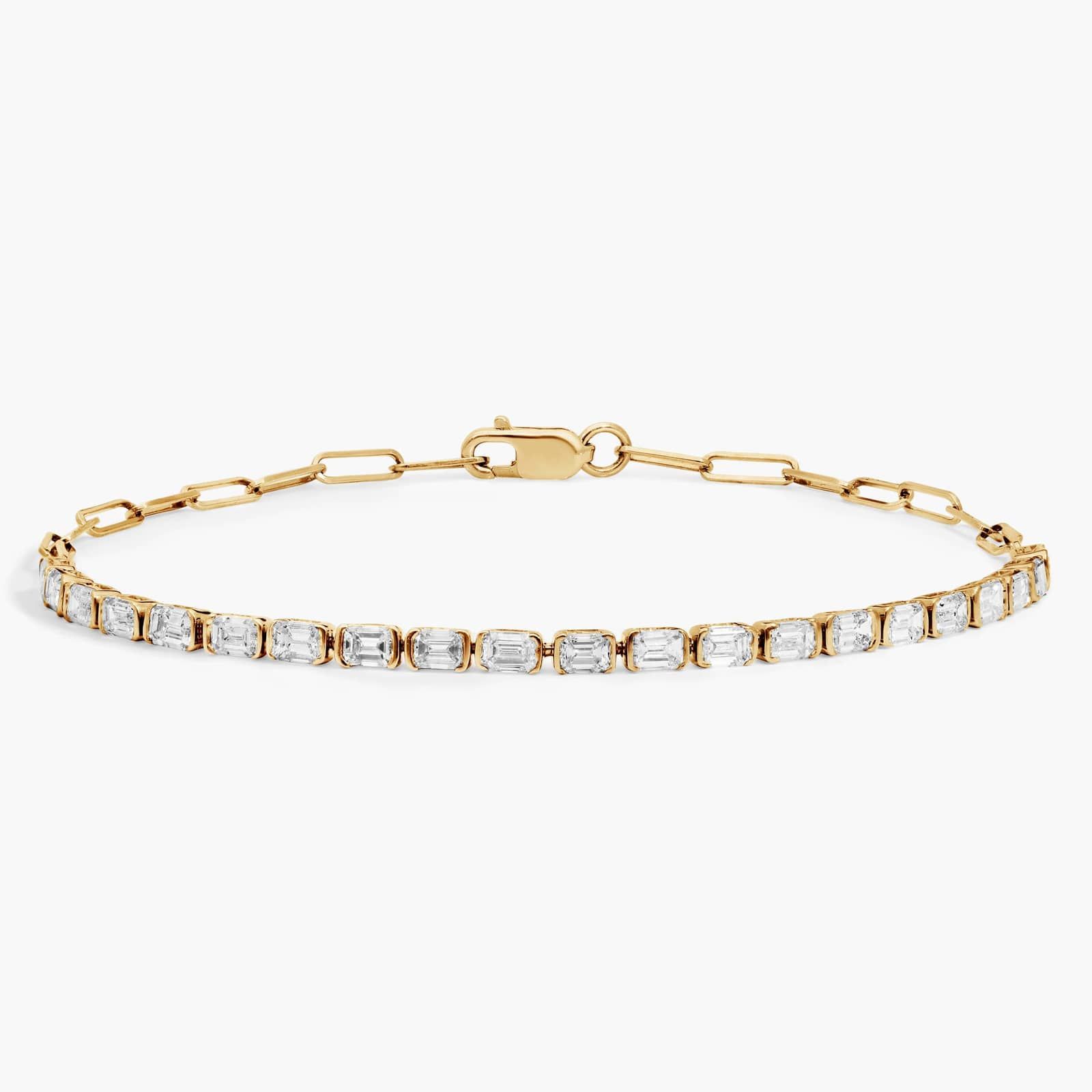Mini Half Tennis Bracelet With 2 CTW Emerald Cut Lab-Grown Diamonds In 14K Yellow Gold