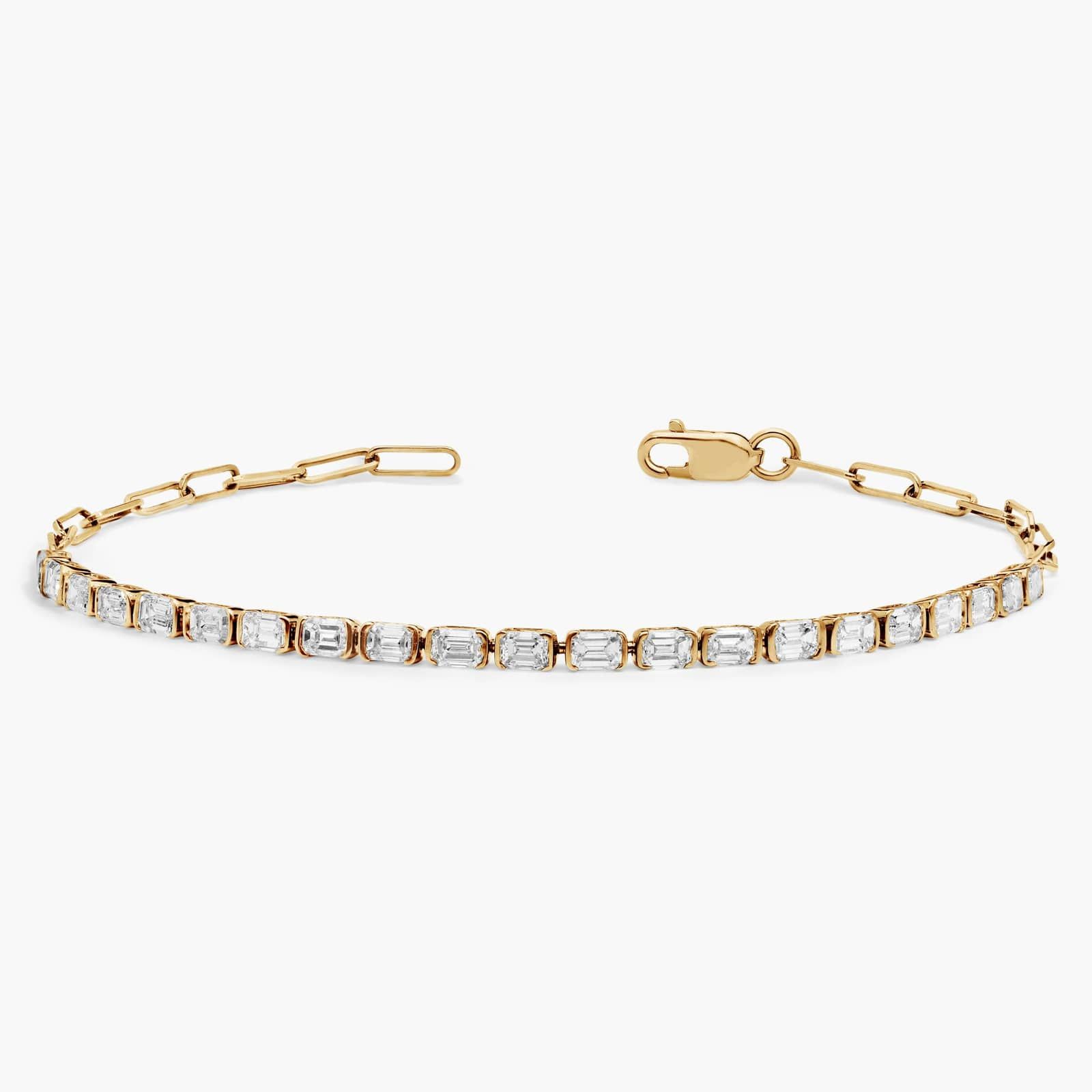 Mini Half Tennis Bracelet With 2 CTW Emerald Cut Lab-Grown Diamonds In 14K Yellow Gold 2