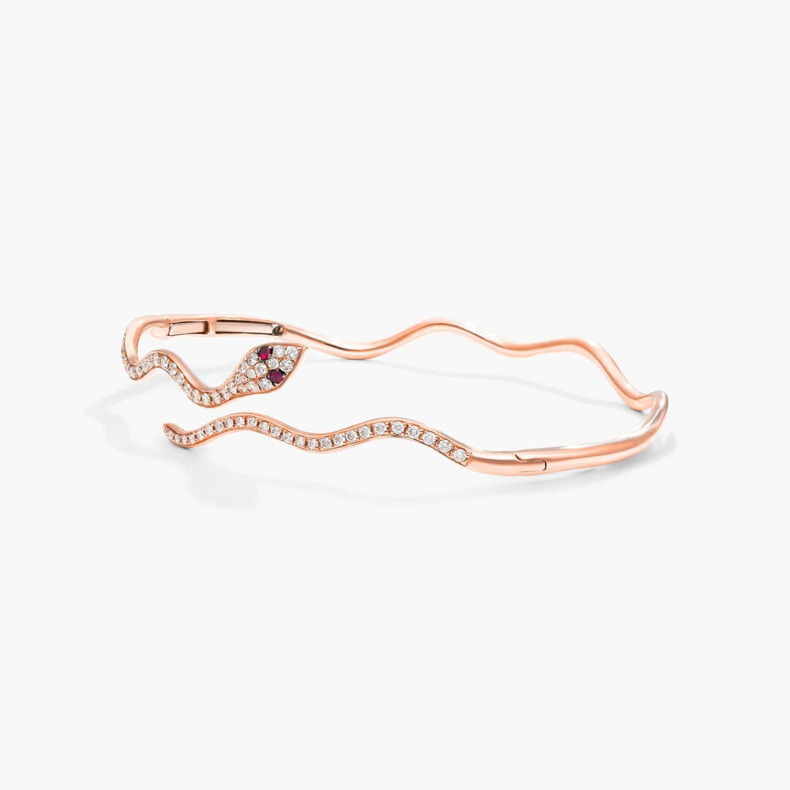 Snake Motif Diamond and Ruby Bracelet In 14K Rose Gold By James Allen 2