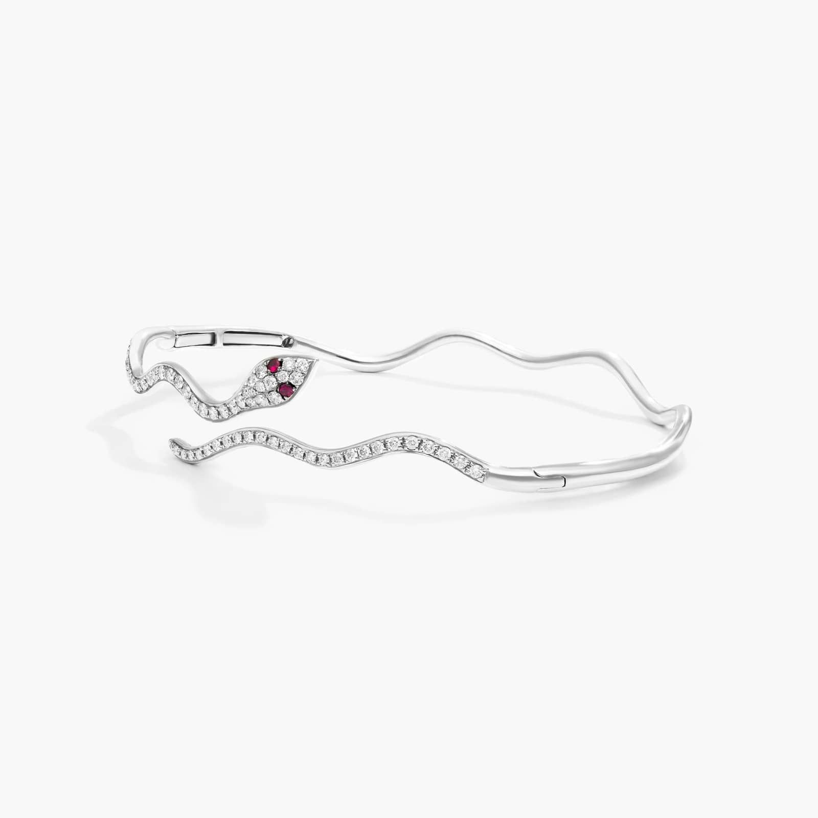 Snake Motif Diamond and Ruby Bracelet In 14K White Gold By James Allen 2