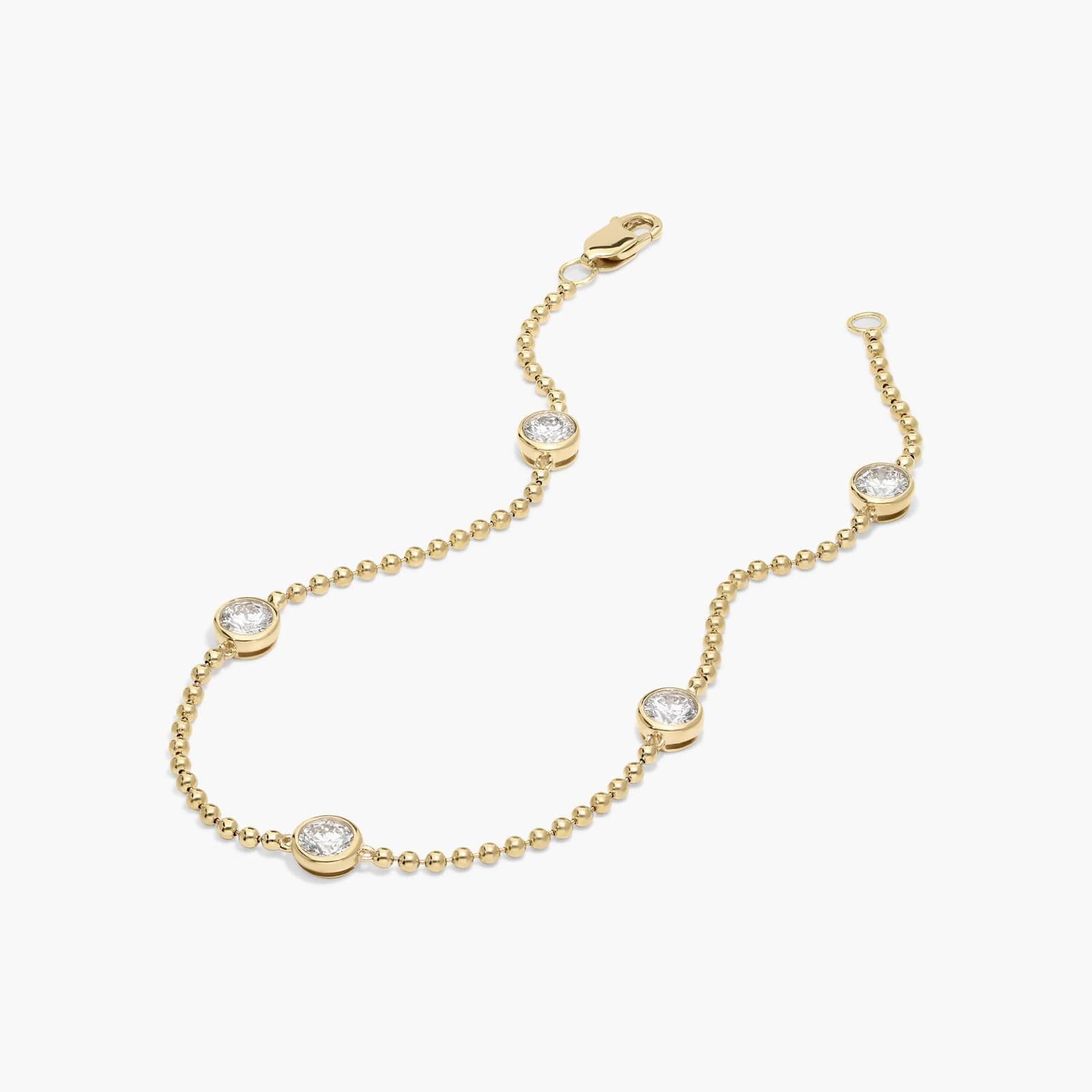 Bezel Beaded Station Bracelet With 1 CTW Round Cut Lab-Grown Diamonds in 14K Yellow Gold By James Allen 2