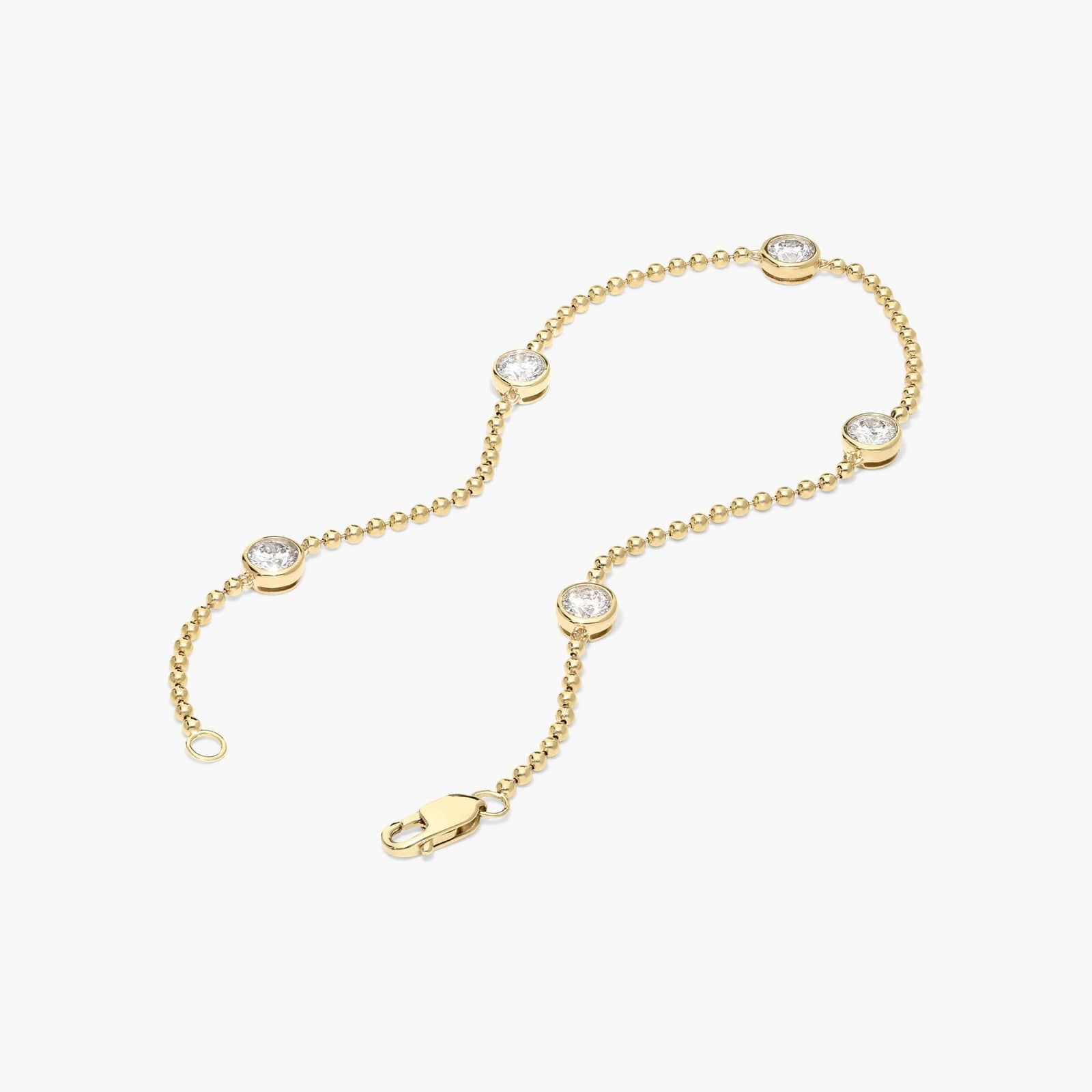 Bezel Beaded Station Bracelet With 1 CTW Round Cut Lab-Grown Diamonds in 14K Yellow Gold By James Allen 3