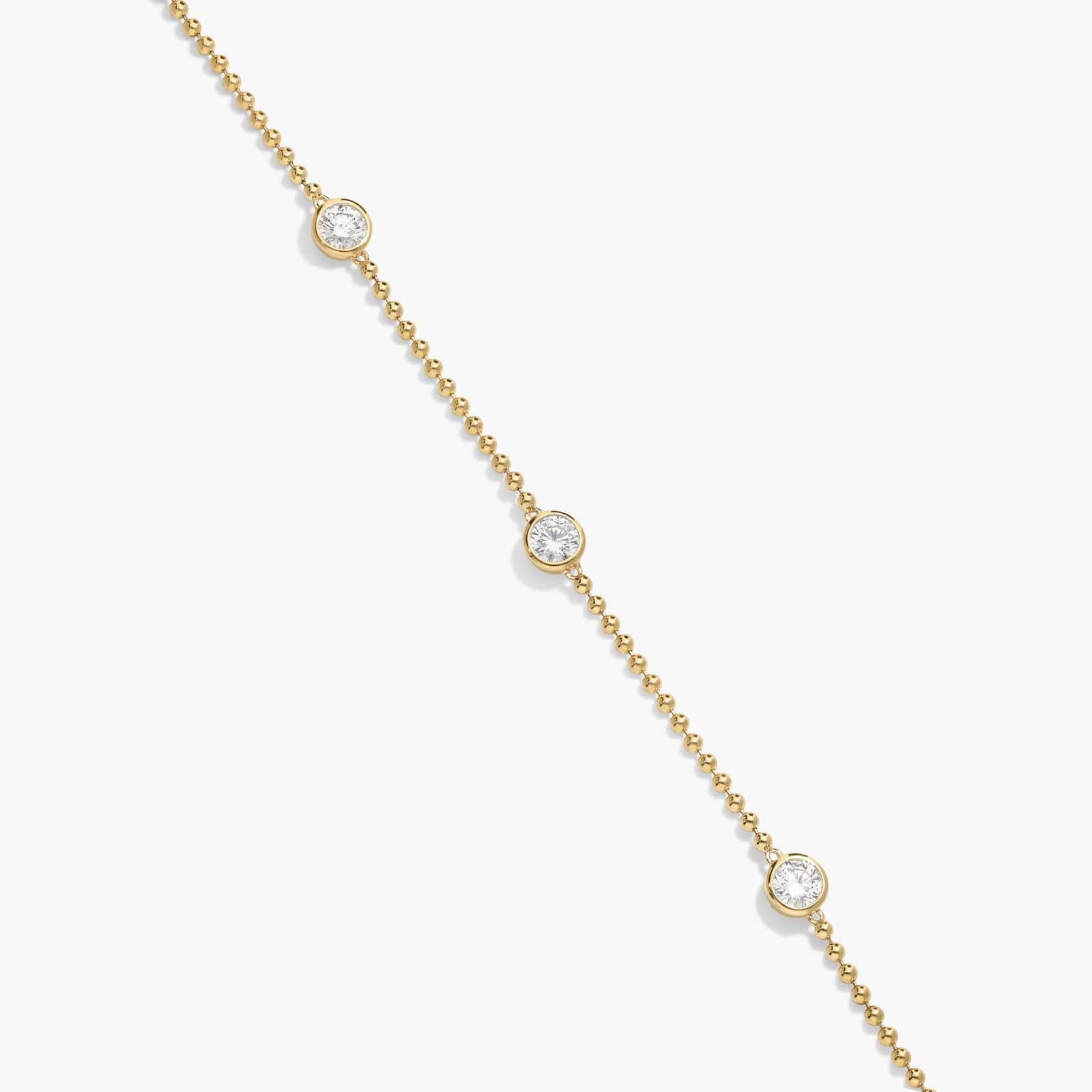 Bezel Beaded Station Bracelet With 1 CTW Round Cut Lab-Grown Diamonds in 14K Yellow Gold By James Allen 4