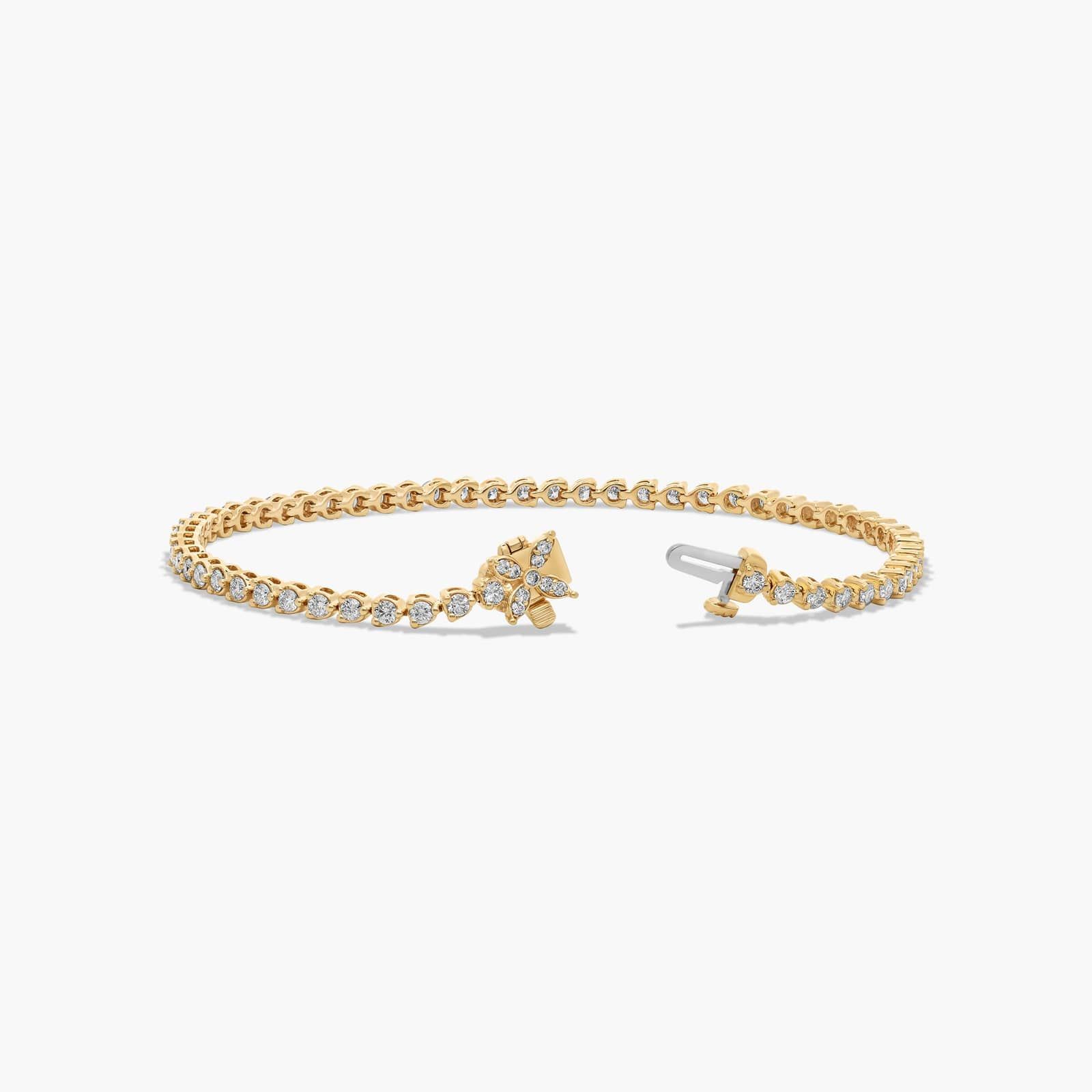 Flower Clasp Tennis Bracelet With 2 CTW Diamonds In 14K Yellow Gold By James Allen 2