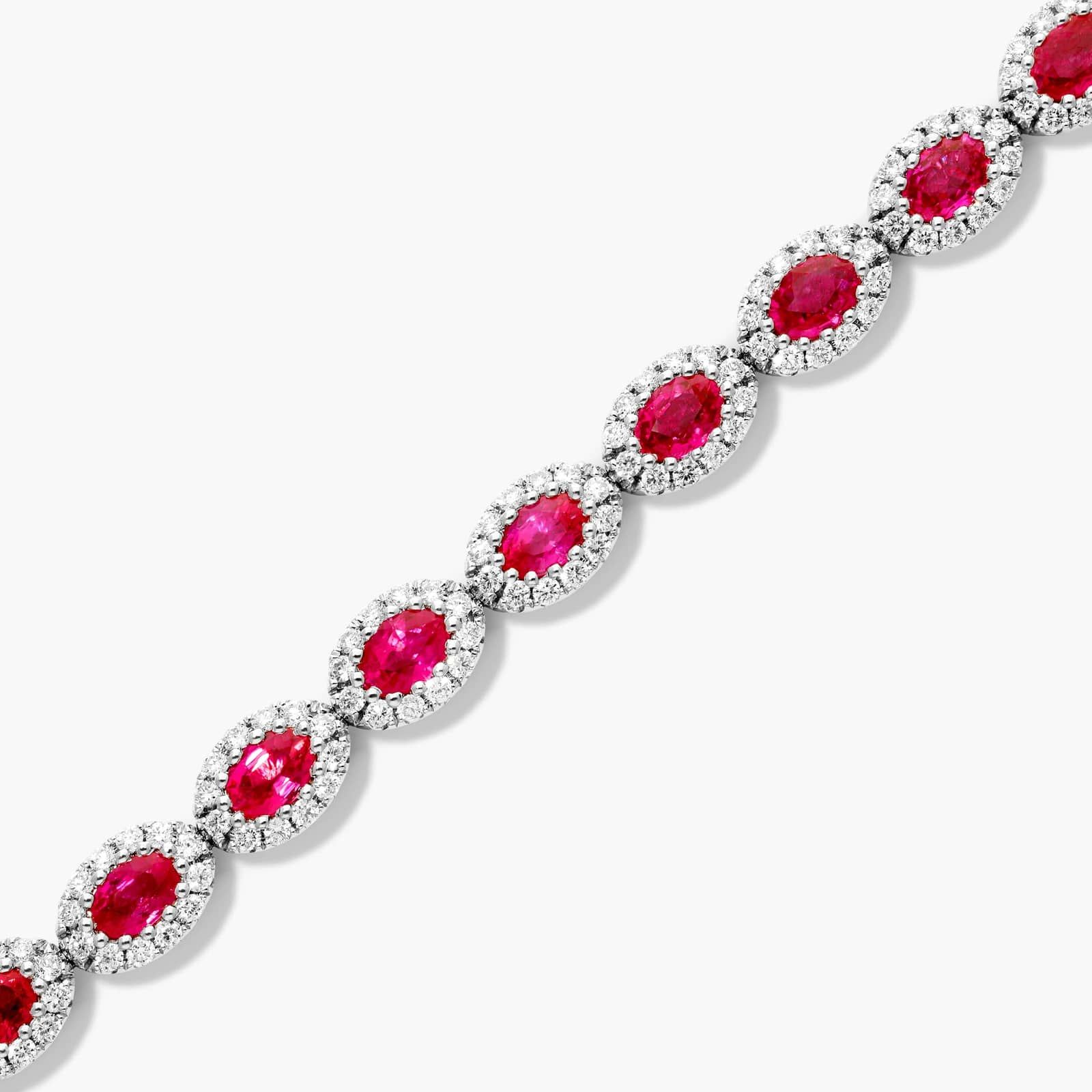 Oval Cut Ruby And Diamond Halo Bracelet In 14K White Gold By James Allen 3